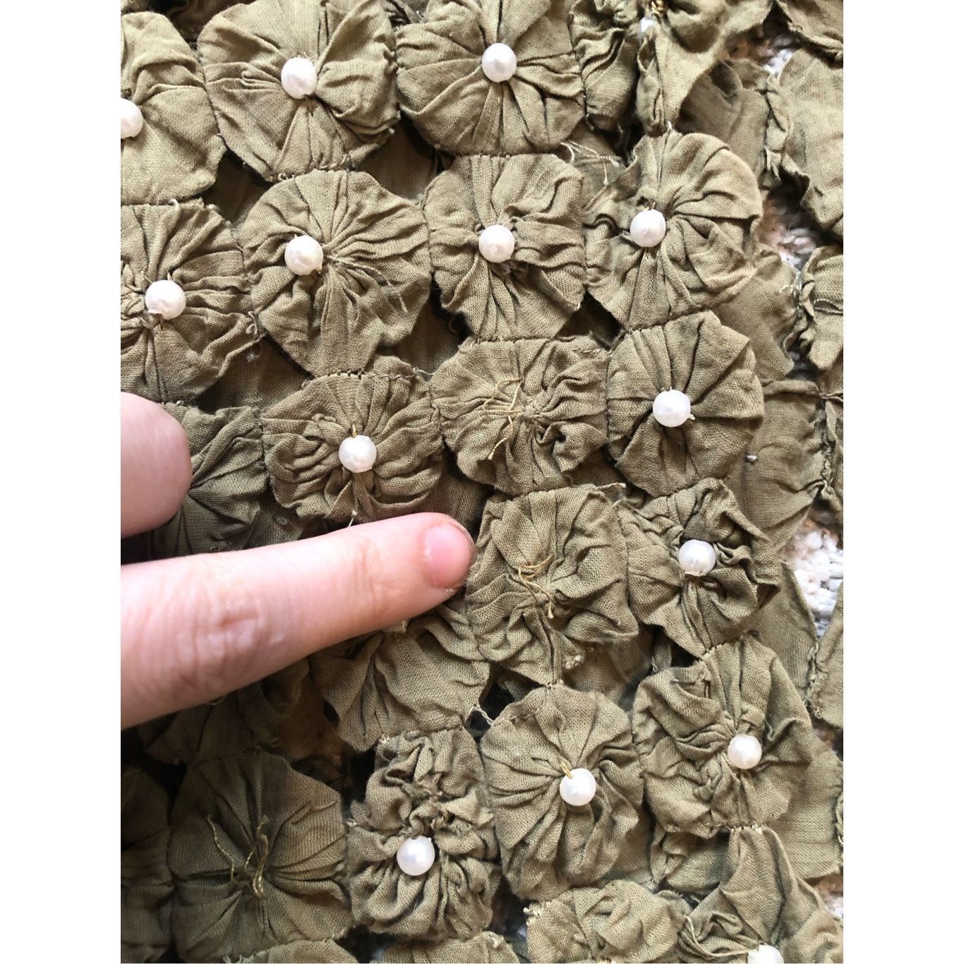 Other Jakelin Women’s Olive Green With Pearl Beaded Front Cardigan Size M / US 6-8 / IT 42-44 - 5 Thumbnail