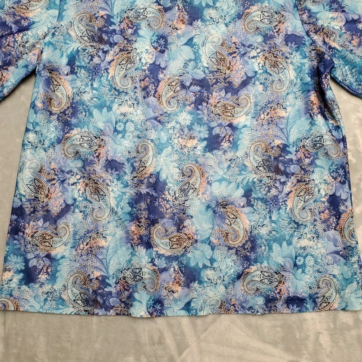 Vintage VINTAGE California Looks Top Womens 14W Blue Paisley Blouse Shirt 80s 90s Made in USA Womens Size XL / US 12-14 / IT 48-50 - 2 Thumbnail