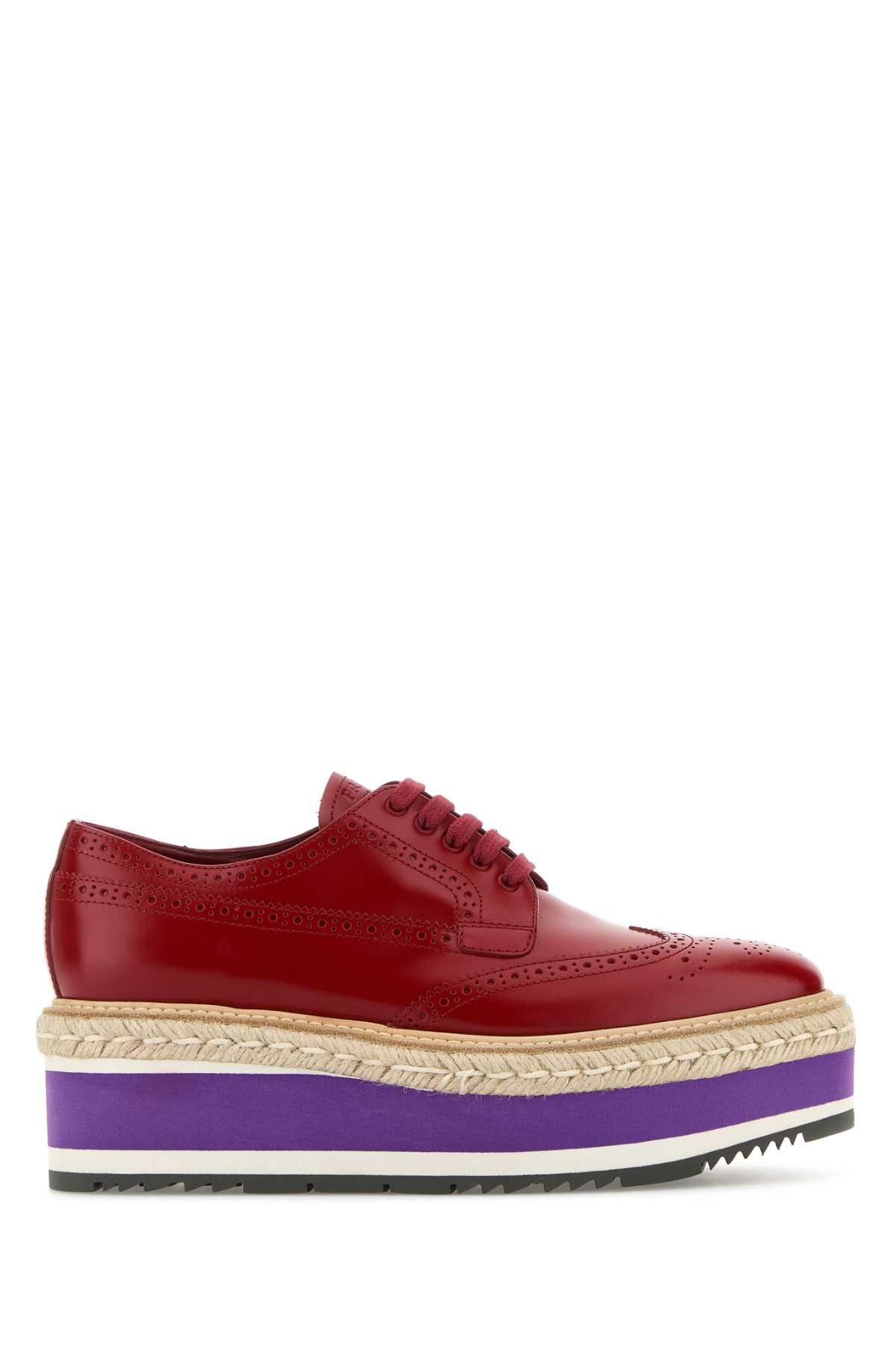 Prada Red Leather Lace-Up Shoes Size US 8.5 / IT 38.5 - 1 Thumbnail