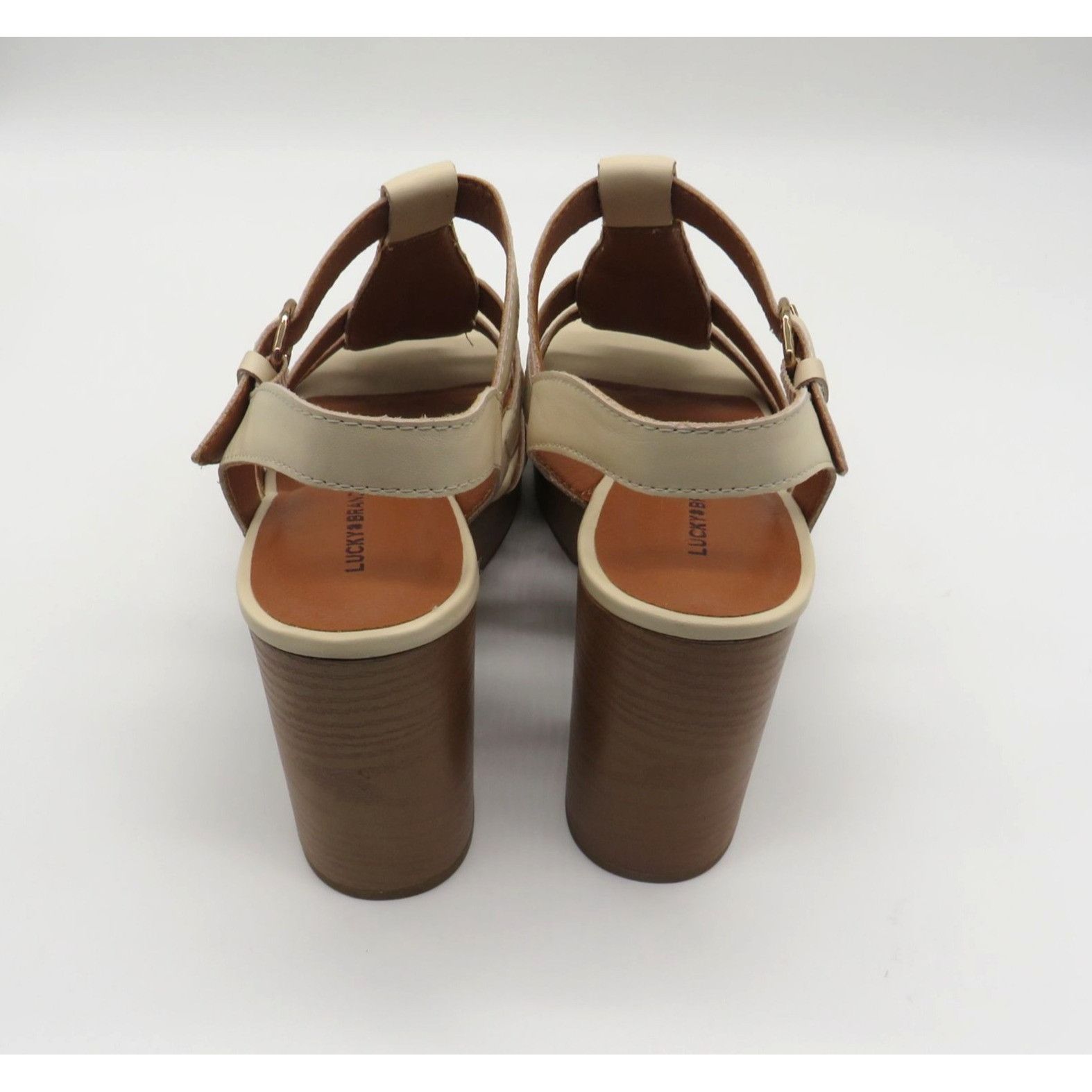 Lucky Brand Lucky Brand Beige Strappy Chunky Heel Sandals Size 10 Adjust Size US 10 / IT 40 - 4 Thumbnail
