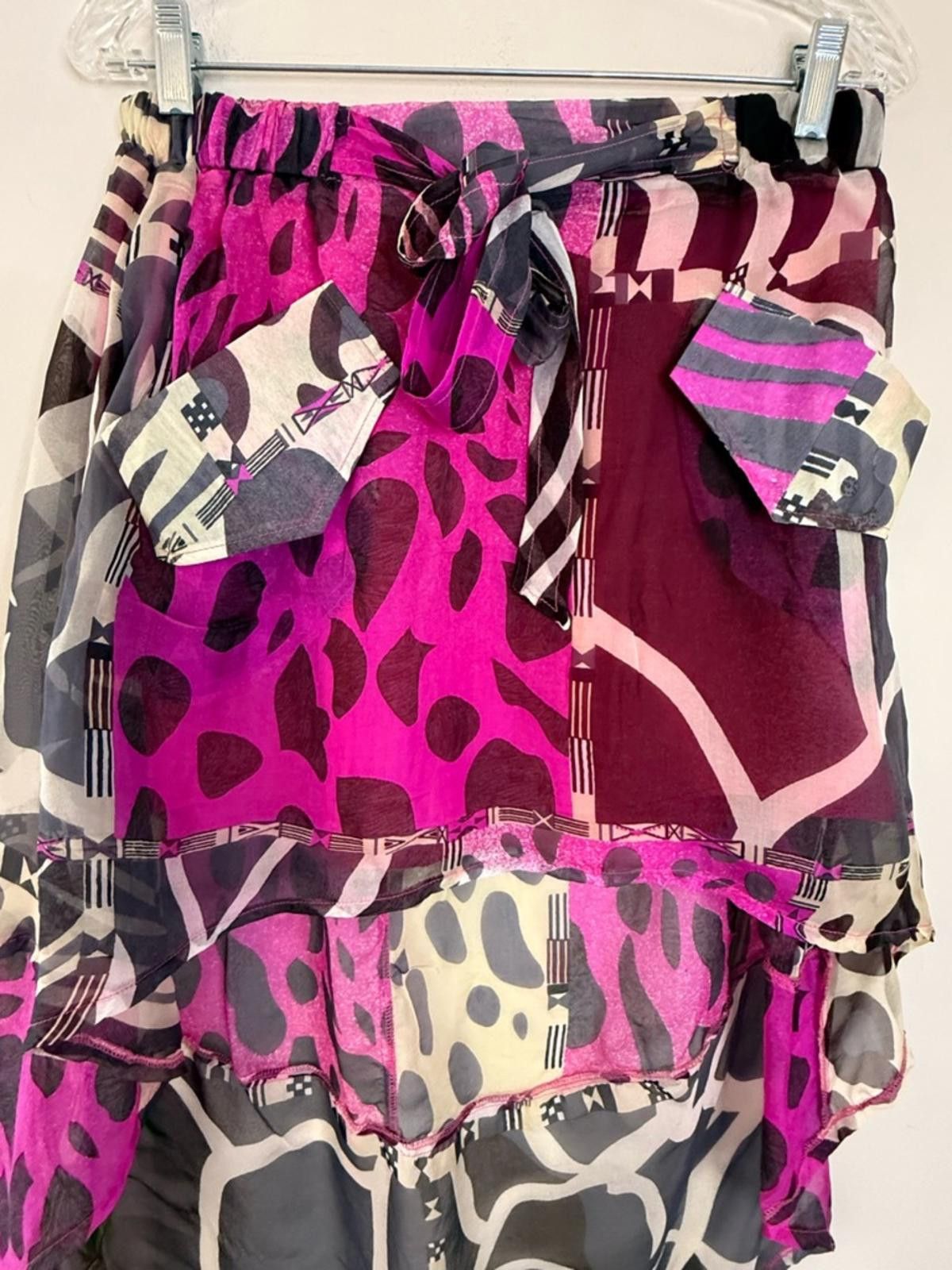 Other Fumblin Free silk leopard skirt dramatic high low hem SZ M Size 32" / US 10 / IT 46 - 3 Thumbnail