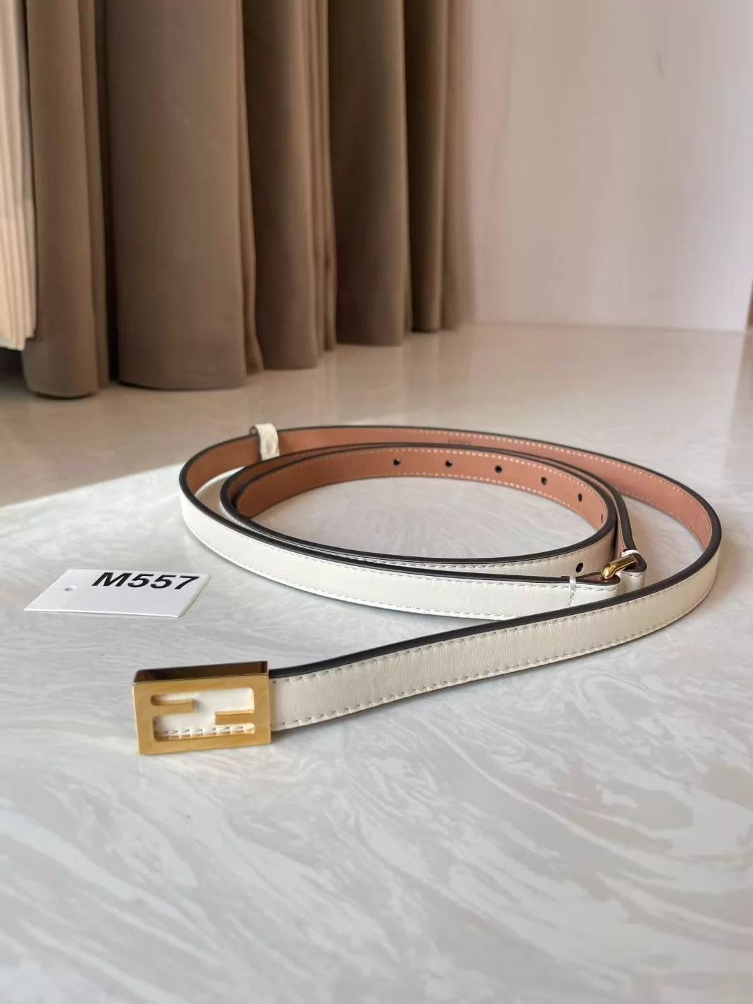 Fendi FENDI women's white leather FF studded belt Size ONE SIZE - 1 Thumbnail