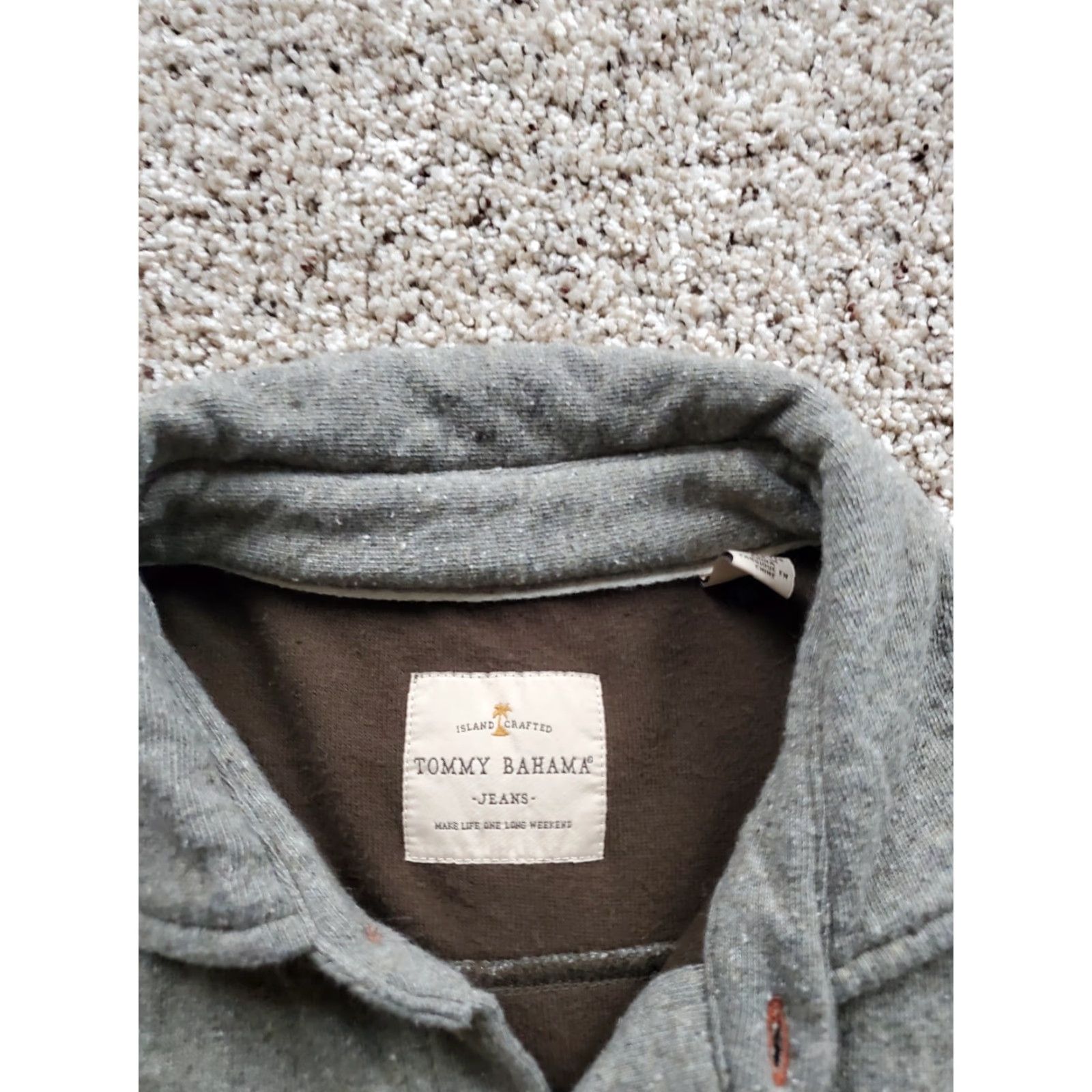 Tommy Bahama Tommy Bahama Overshirt Button-Up Mens Medium Gray Long Sleeve Pockets Lined Canvas Cotton Size US M / EU 48-50 / 2 - 4 Thumbnail