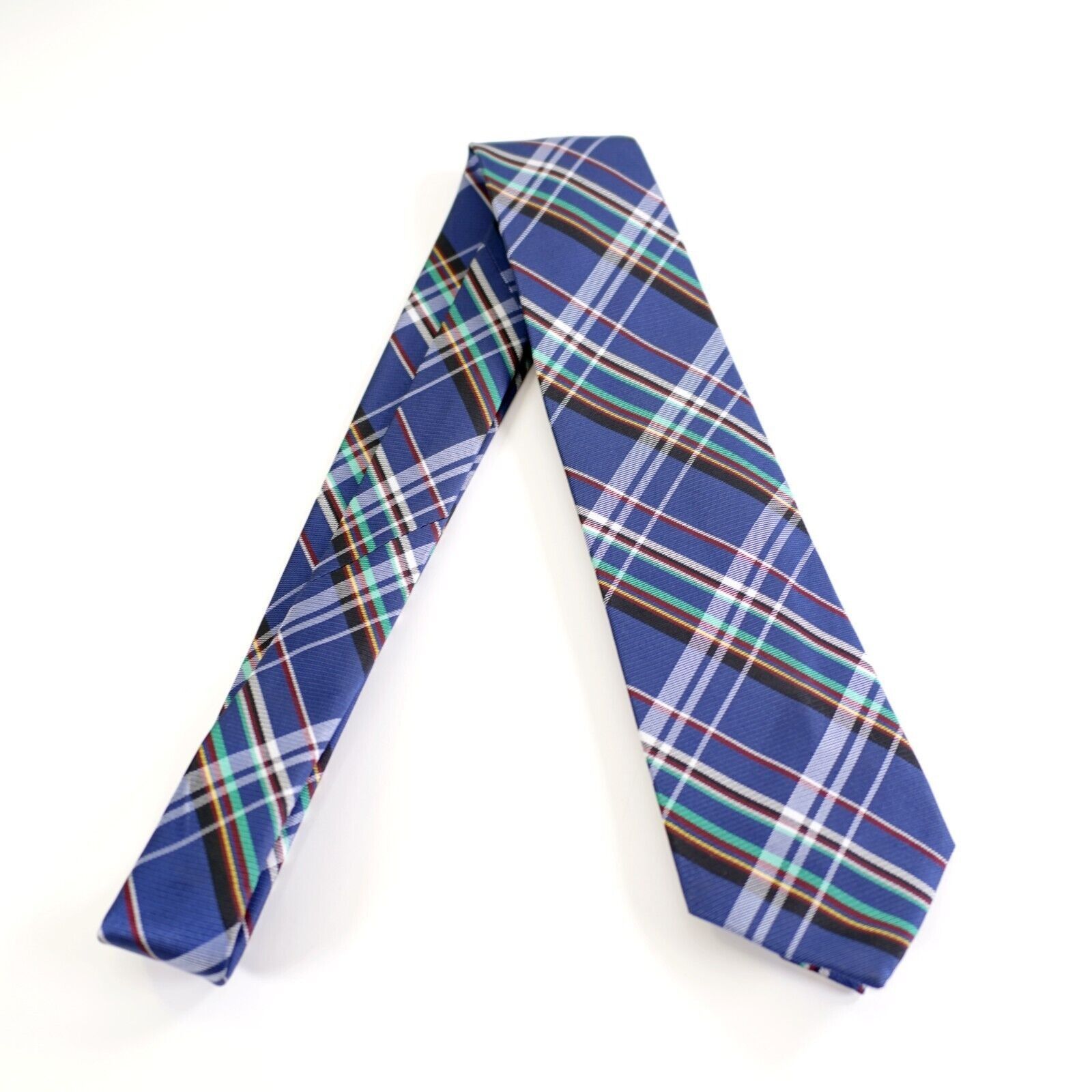 Stafford Stafford Blue Multi-Colored Plaid Polyester Tie Size ONE SIZE - 6 Thumbnail
