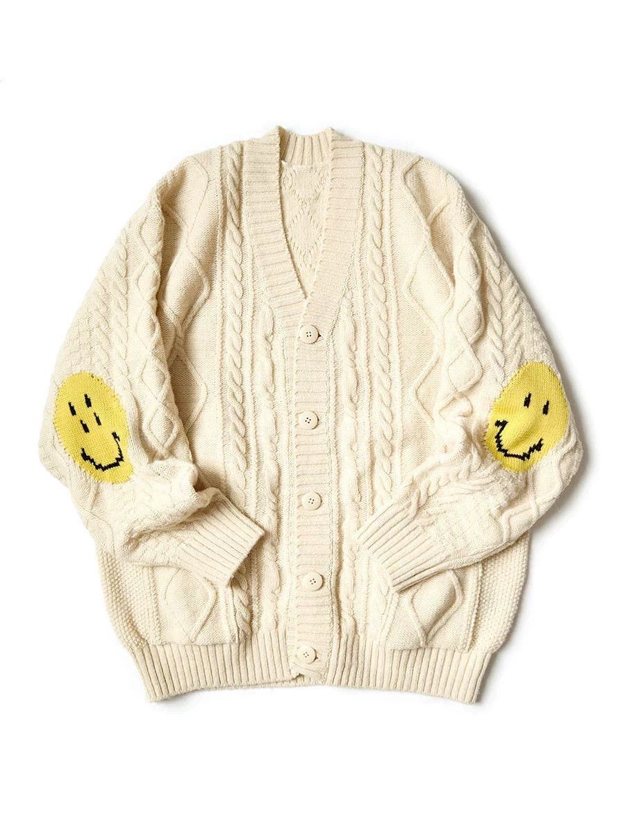 Kapital kapital Smiling face knitted patch wool cardigan sweater Size US S / EU 44-46 / 1 - 1 Thumbnail
