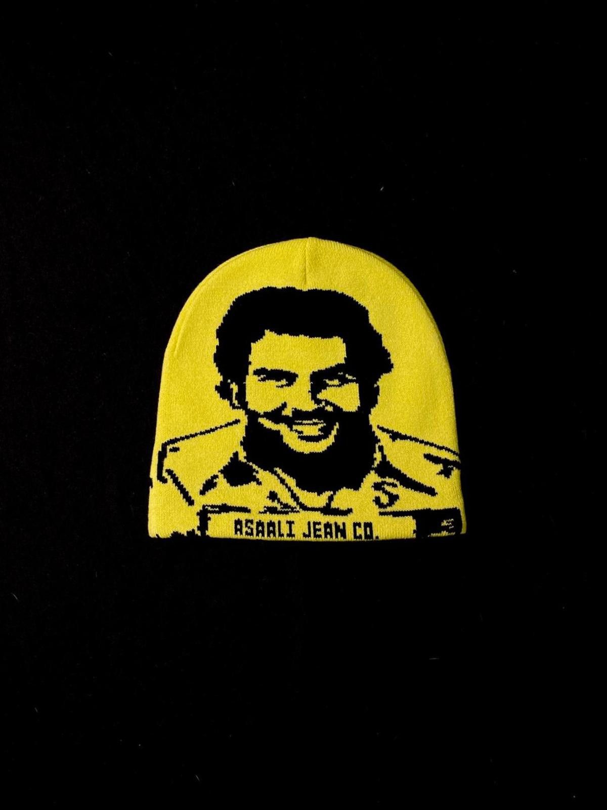 Asaali Rare Asaali Cartel Skully No Cuff Knit Yellow Beanie Hats OS Size ONE SIZE - 1 Thumbnail