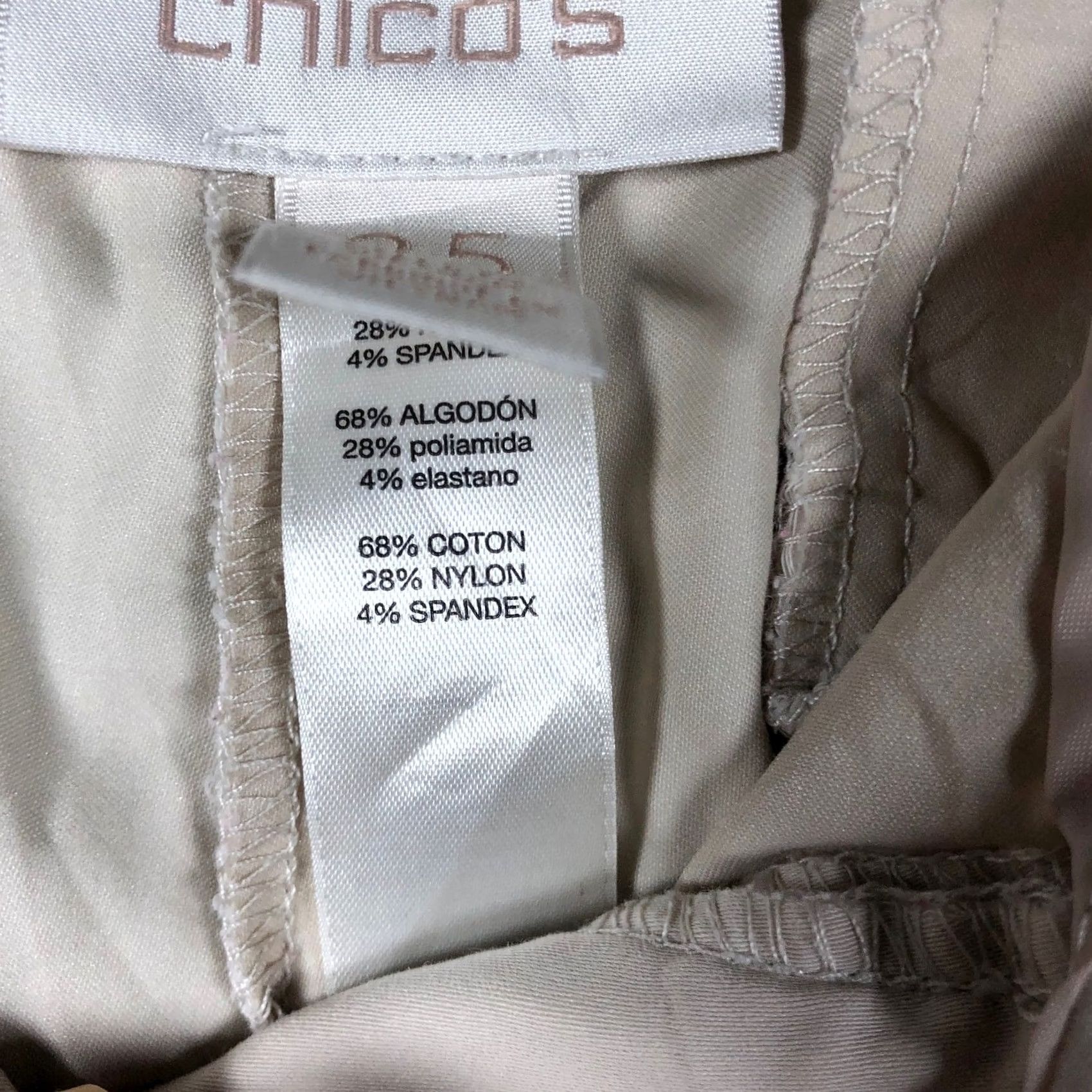 Vintage Chicos Womens Pants Tan High Rise Crop Side Leg Pocket Stretch 2.5 (L) Size 25" / US 0 / IT 36 - 6 Thumbnail