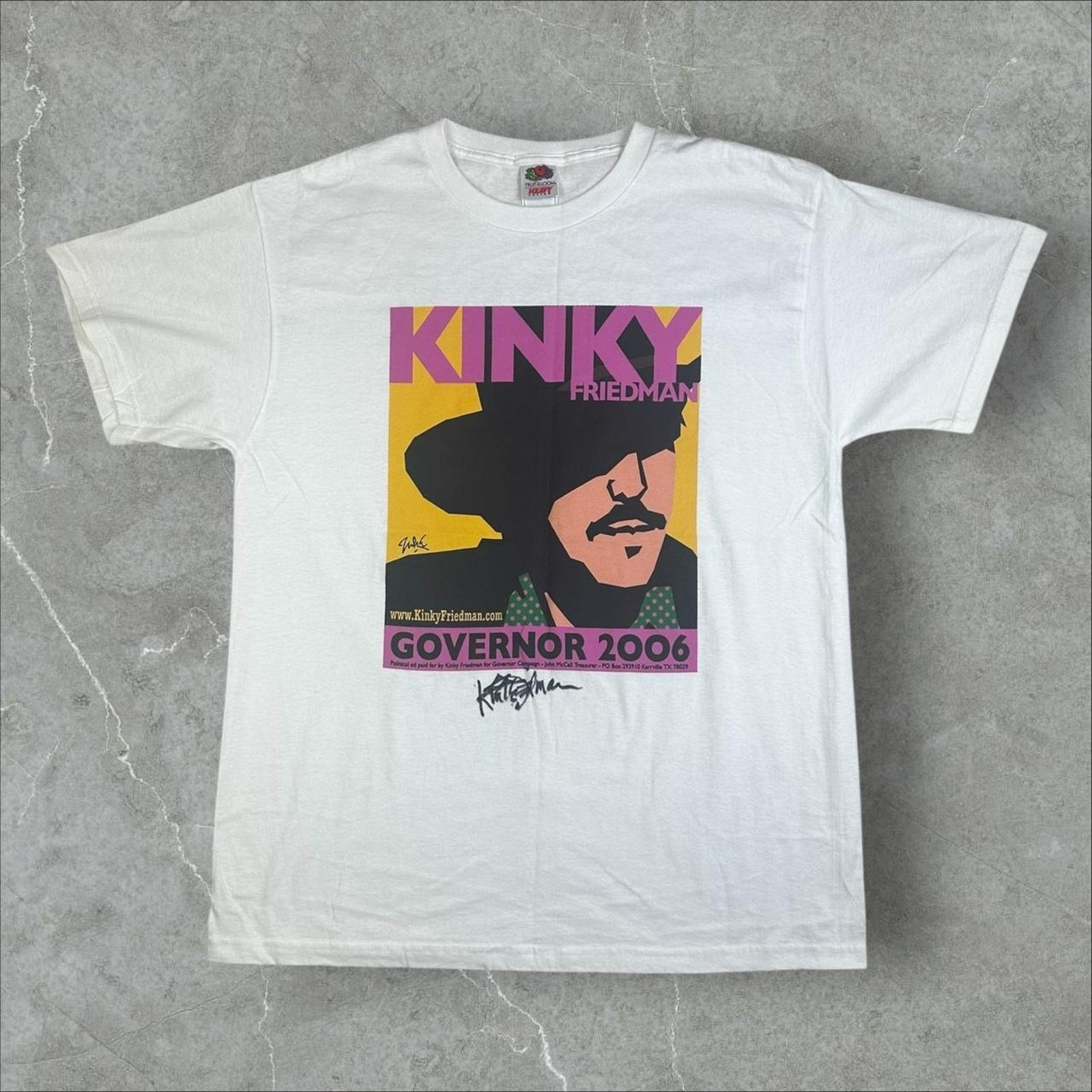 Fruit Of The Loom Kinky Friedman for Governor 2006 Vintage Musician | SIGNED Size US L / EU 52-54 / 3 - 1 Thumbnail