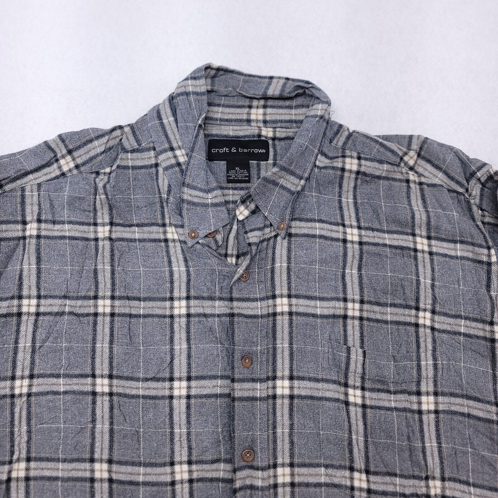 Croft & Barrow Croft & Barrow Windowpane Flannel Shirt Mens Size XL Gray Size US XL / EU 56 / 4 - 1 Thumbnail