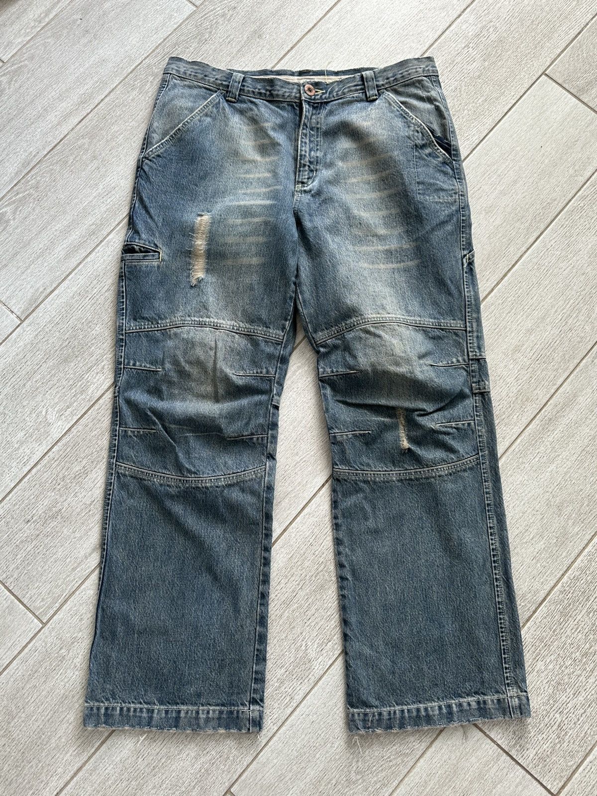 Other Vintage Y2K Clockhouse Mud Wash Denim Biker Jeans Baggy Fit Size US 36 / EU 52 - 1 Thumbnail