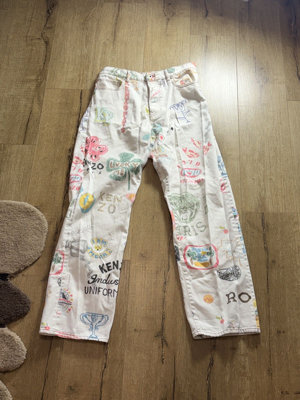 Kenzo Kenzo Drawn Varsity Asagao Straight-Leg Denim Pants Size US 34 / EU 50 - 1 Thumbnail