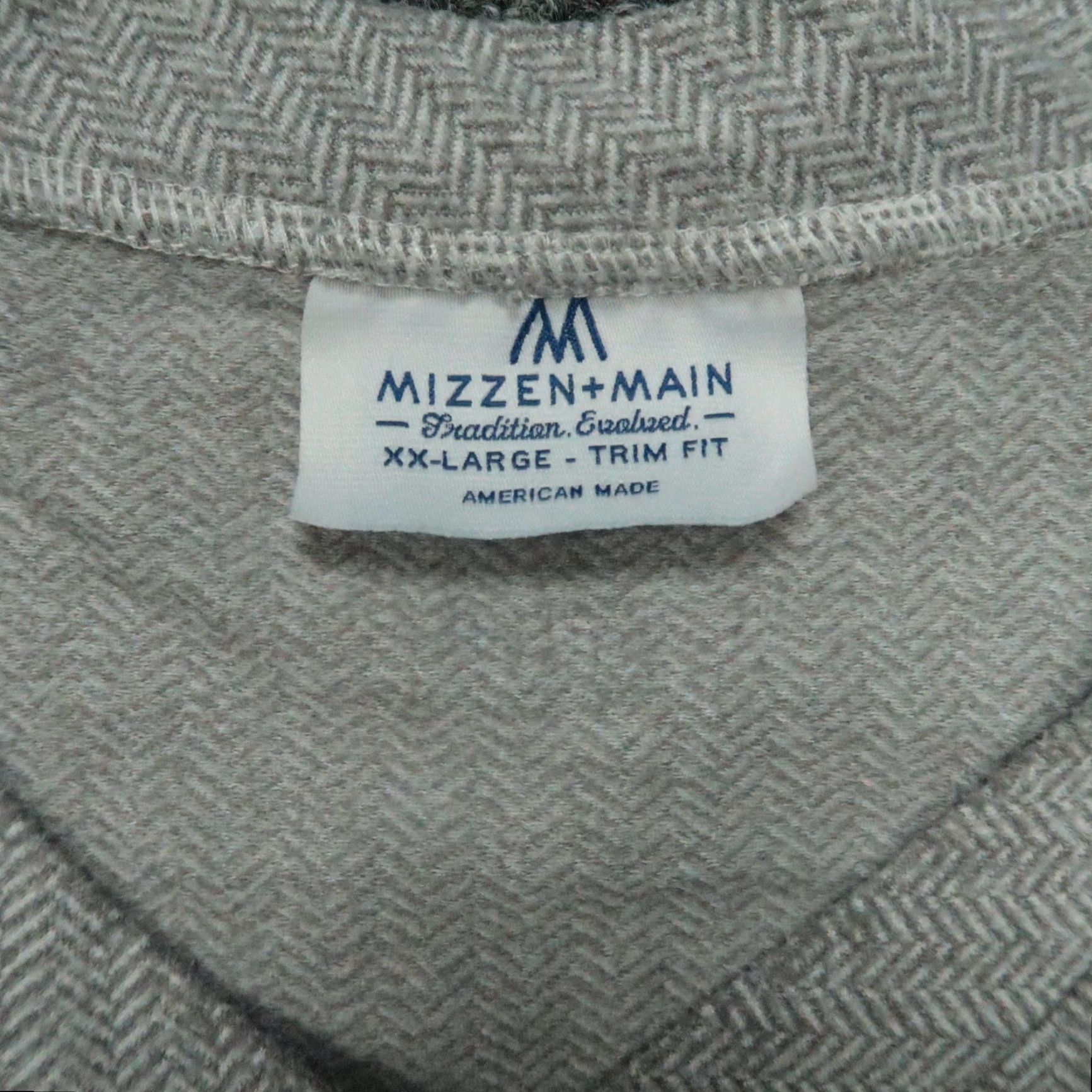 Mizzen+Main Mizzen Main Sweater Mens 2XL Gray Trim Fit Herringbone Pullover V Neck XXL Size US XXL / EU 58 / 5 - 3 Thumbnail