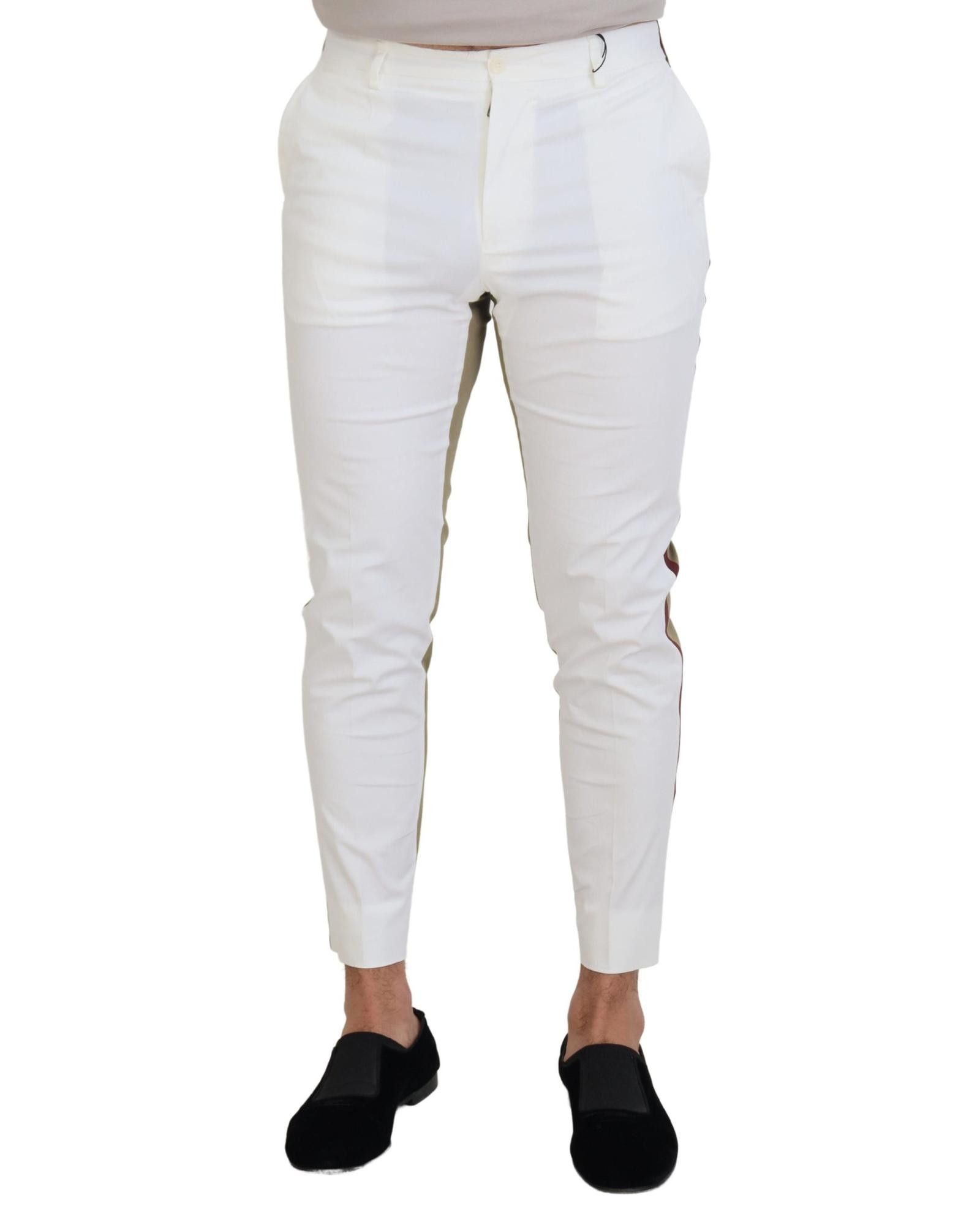 image of Dolce Gabbana Two Tone Slim Fit Pants in White, Men's (Size 32)