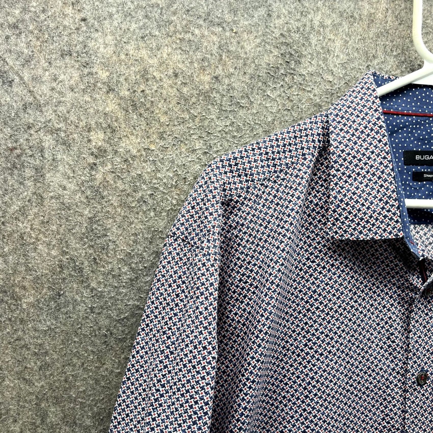 BUGATCHI Bugatchi Shirt Mens Large Blue Geometric Long Sleeve Button Front Casual Woven Size US L / EU 52-54 / 3 - 4 Thumbnail