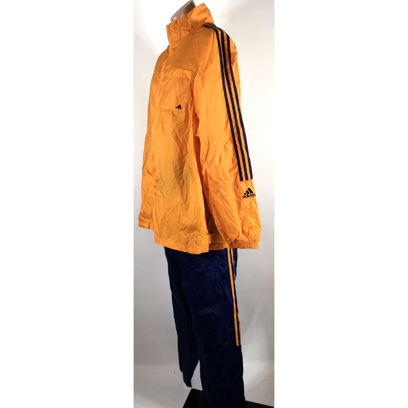 Adidas VINTAGE 90s Adidas Orange Windbreaker Track Suit Jacket Pants 2XL Nylon Retro Size 48R - 4 Thumbnail