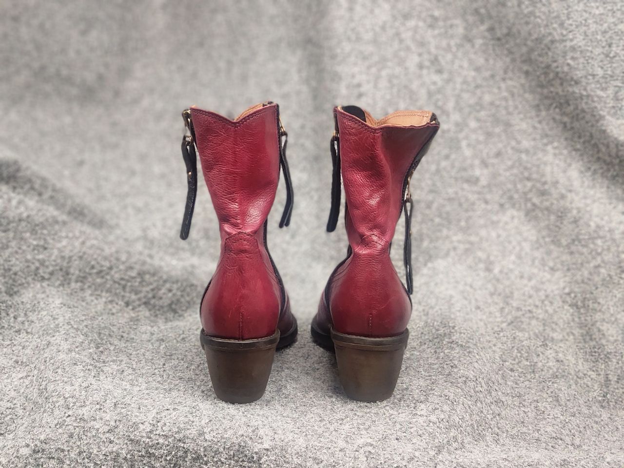 A.S.98 A.S.98 Design Charlie Red Leather Zip Ankle Western Boots Size US 9 / IT 39 - 10 Thumbnail