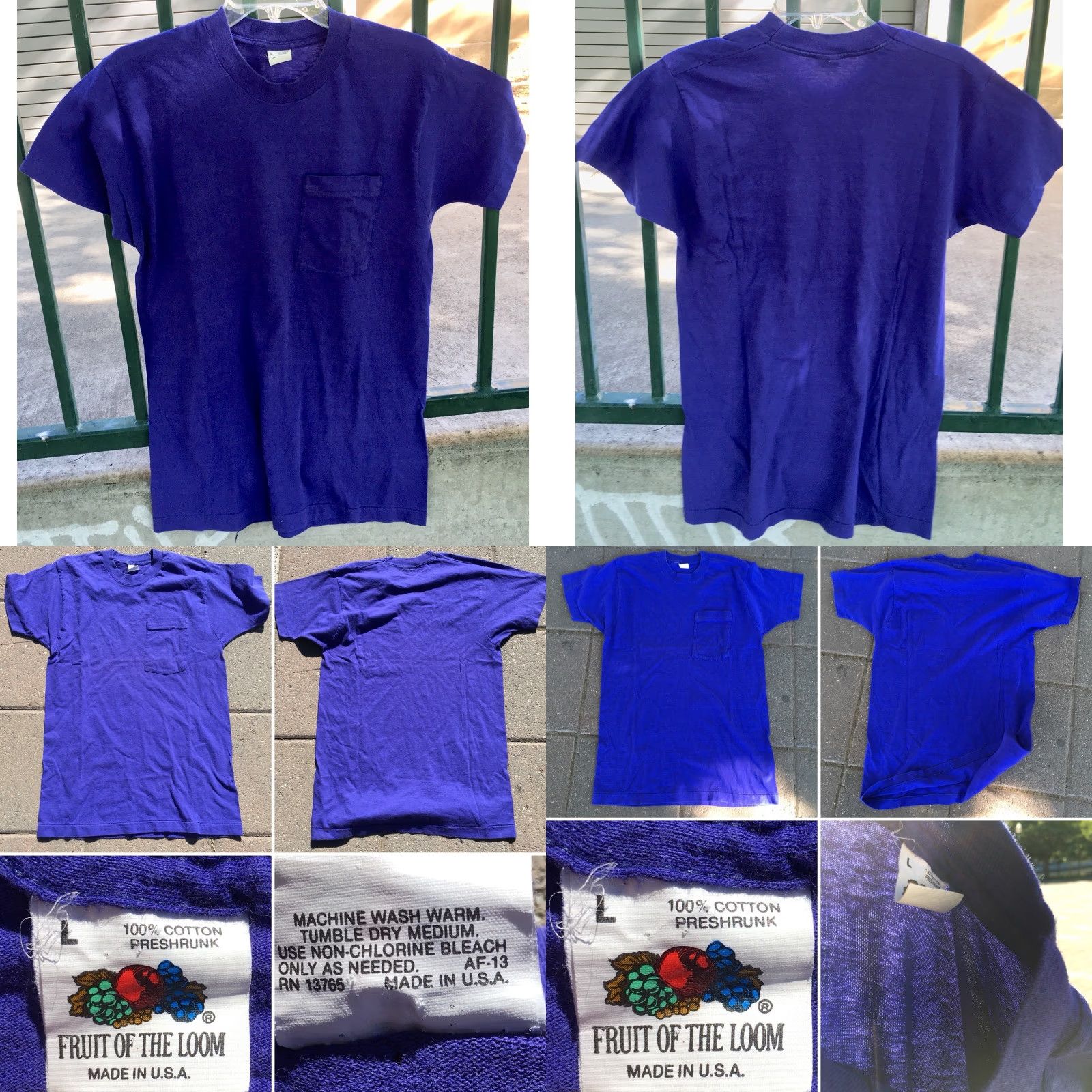 Fruit Of The Loom VINTAGE Fruit Of The Loom Pocket T-Shirt Sz L Made In USA Shirt Mens Short Sleeve 100% Cotton See Pics Size US L / EU 52-54 / 3 - 8 Thumbnail