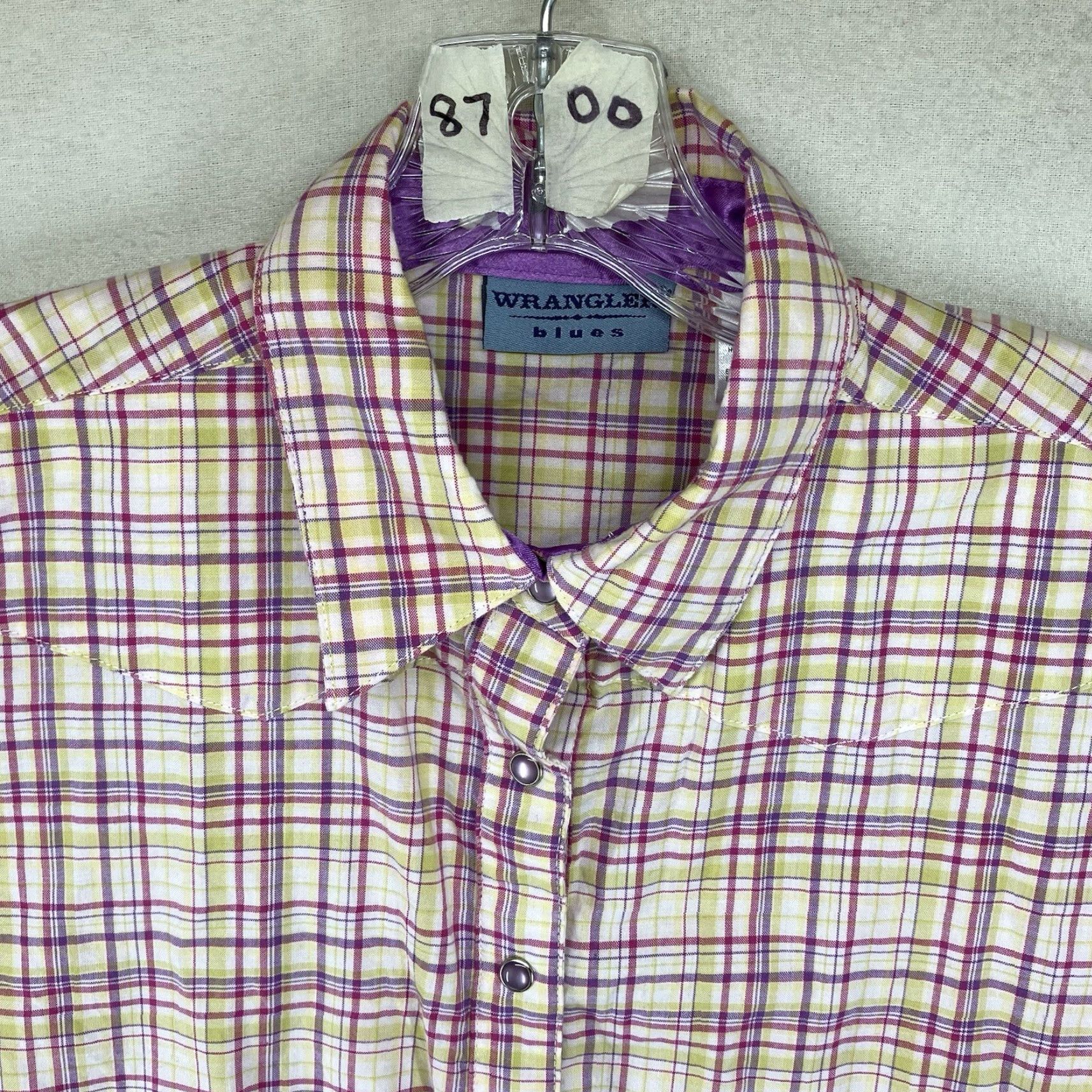 Wrangler Women’s Wrangler Western Pearl Snap Shirt Small Pink Plaid Cotton Casual Short Sleeve 90s Western Women Size S / US 4 / IT 40 - 5 Thumbnail
