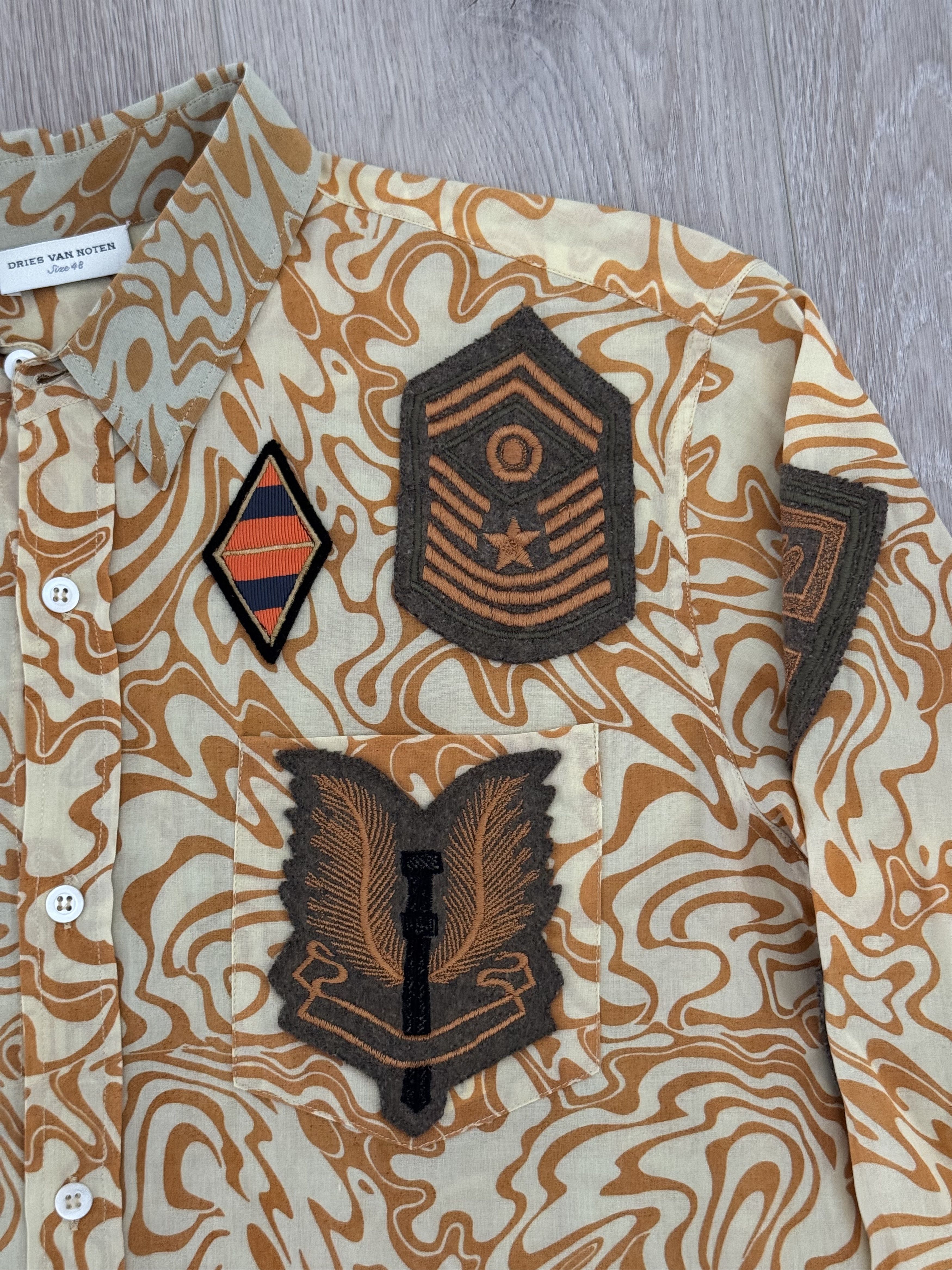 Dries Van Noten Dries Van Noten 2016 Military Patches Psychadelic Shirt Size US M / EU 48-50 / 2 - 4 Thumbnail
