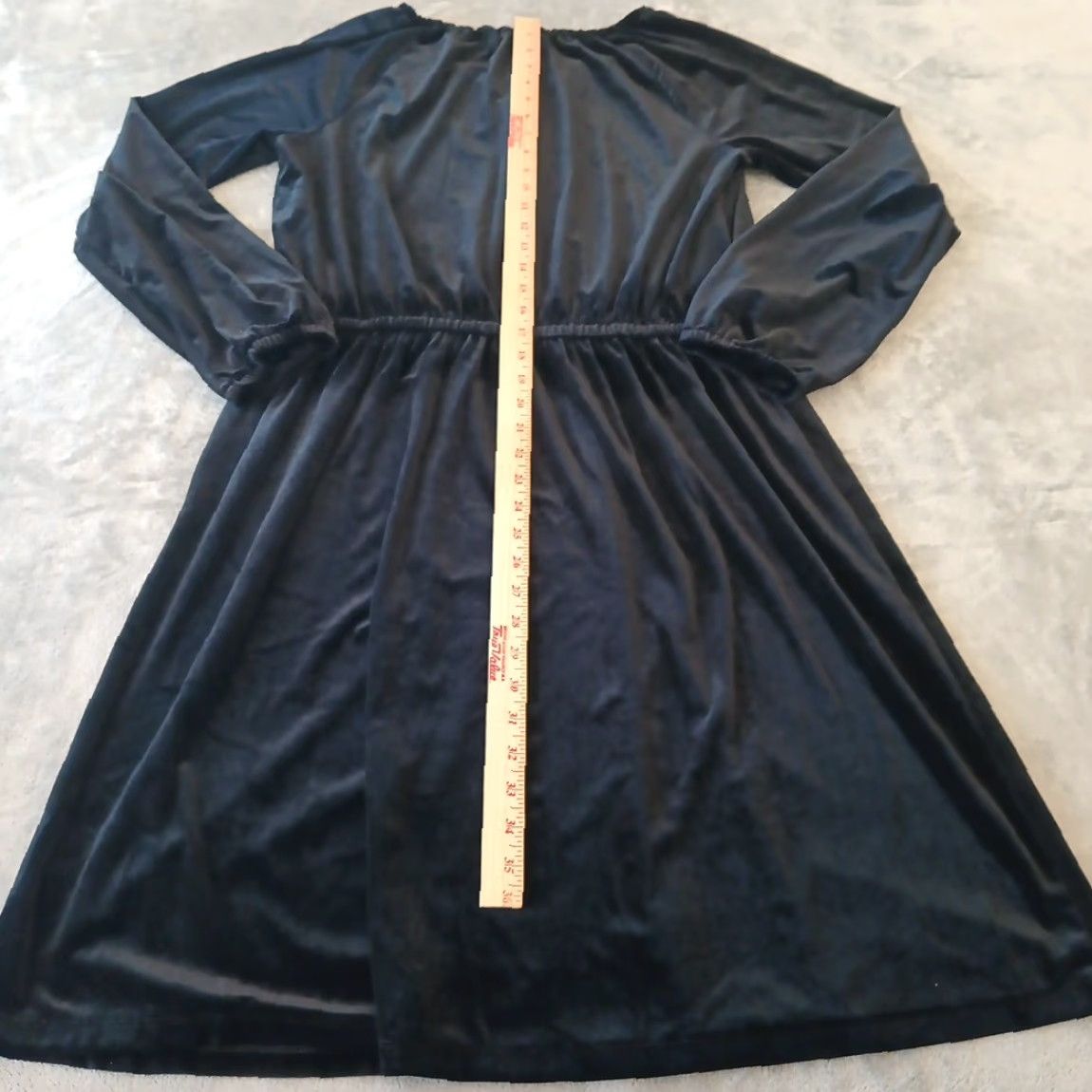 Lands' End Lands' End Fit Flare Dress L Black Velour Long Sleeve Midi Pullover Dress Women Regular Size L Black Velour Stretch Elastic Waist Size L / US 10 / IT 46 - 5 Thumbnail