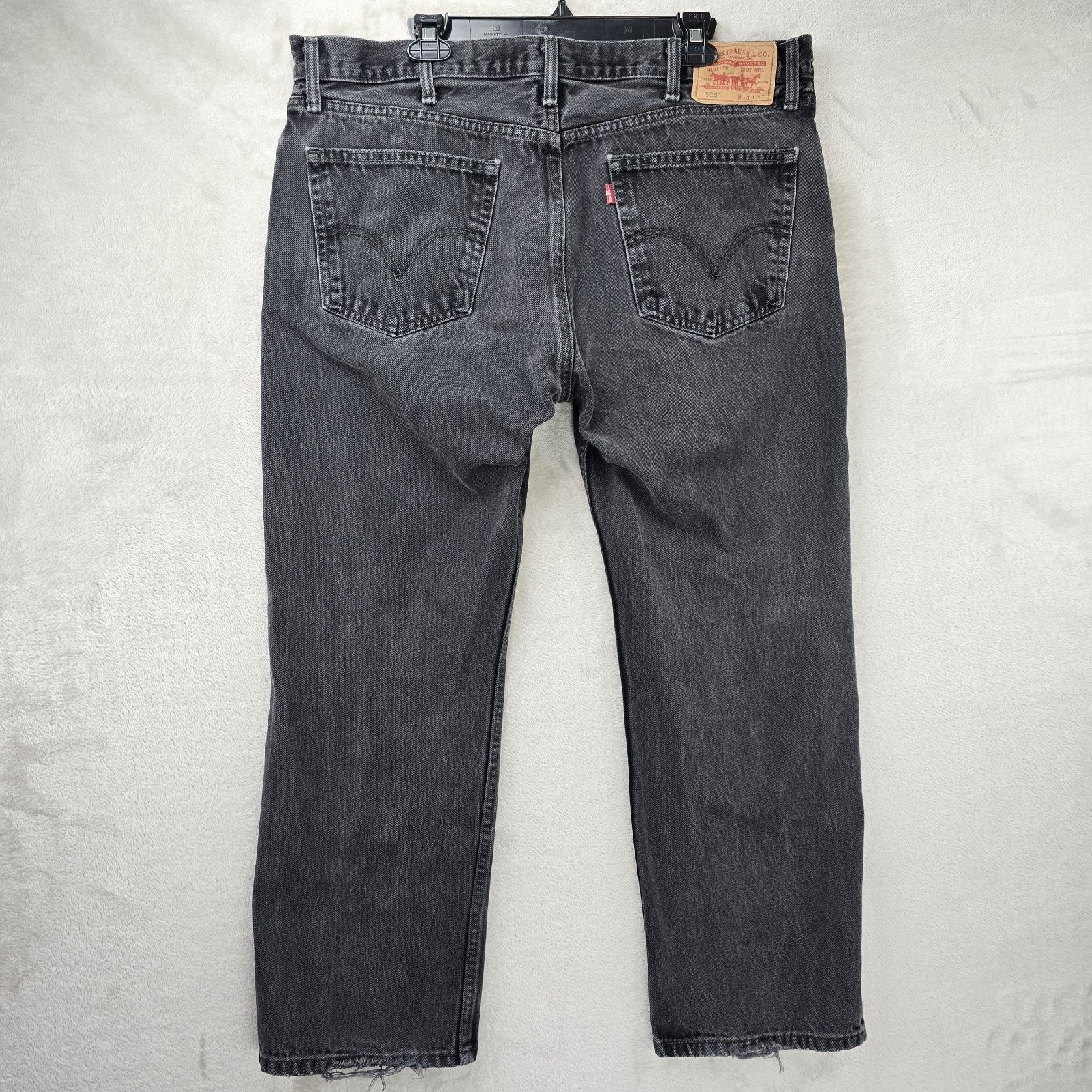Levi's Levis 505 Mens Black Jeans 40x30 Black Straight Fit Denim Size US 40 / EU 56 - 7 Thumbnail