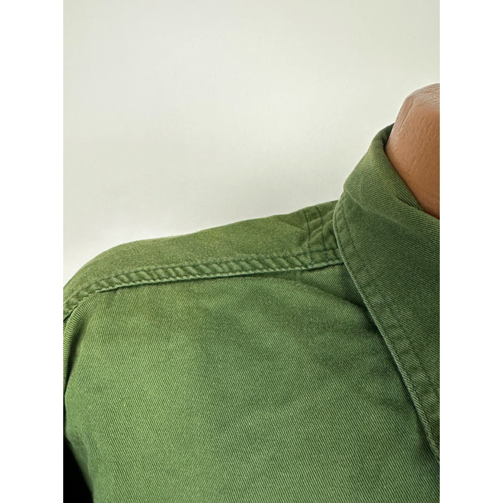 Olive VINTAGE Police Shirt Sheriff Badge Button-Down Olive Green M Men Cotton Twill Embroidered 90s Sheriff Department Flag Accent, US Styling Size US M / EU 48-50 / 2 - 4 Thumbnail
