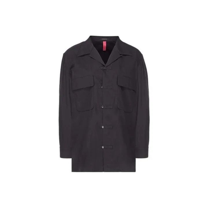 Yohji Yamamoto Yohji Yamamoto Women's Black Long Sleeve Shirt 0079 Size S / US 4 / IT 40 - 1 Thumbnail