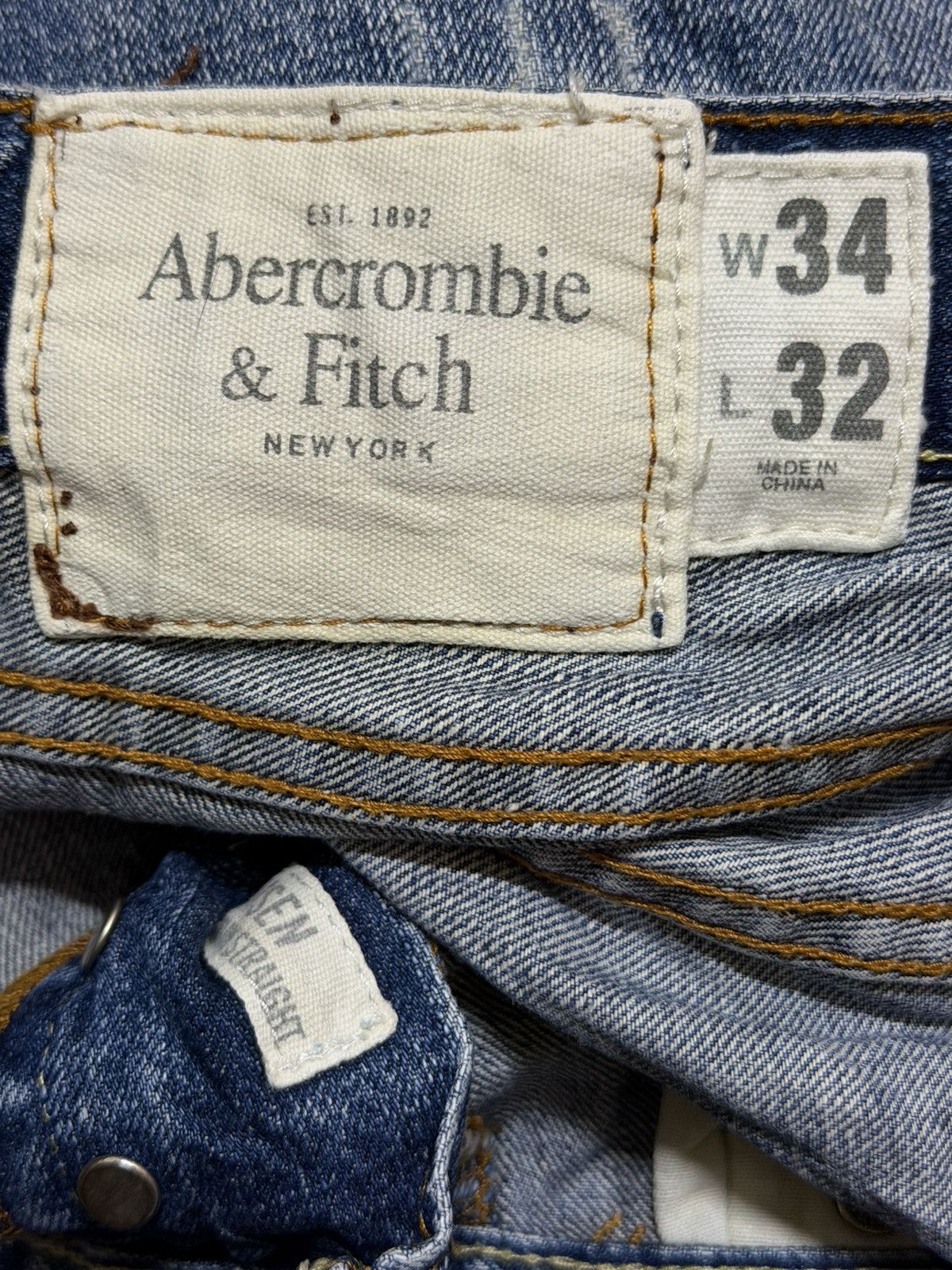 Abercrombie & Fitch Vintage 90s Abercrombie & Fitch Blue Wash Ripped Regular Fit Size US 34 / EU 50 - 6 Thumbnail