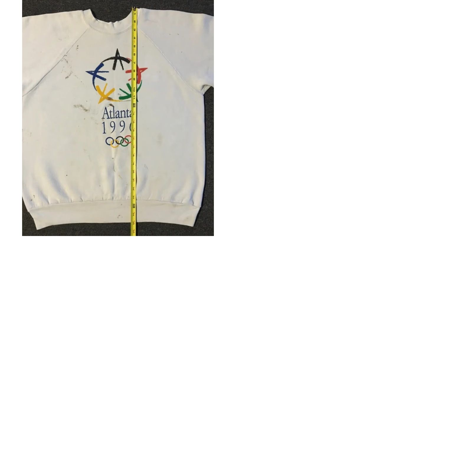 Vintage VINTAGE 90s Atlanta Olympics Faded Distress Paint Sweatshirt M Grunge Punk Skate White USA Hip Hop Rock Retro Pullover Hoodie Men Medium Size US M / EU 48-50 / 2 - 9 Thumbnail