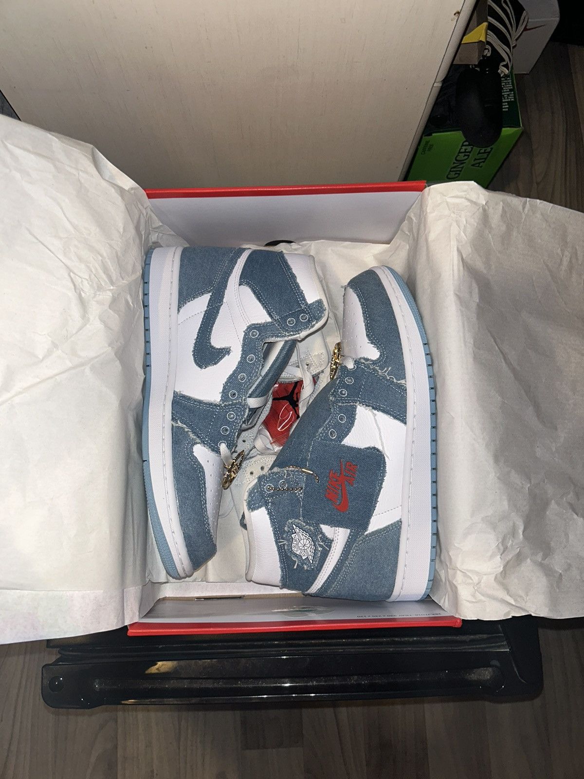 image of Jordan Nike Air Jordan 1 Denim Shoes in Blue, Men's (Size 9)