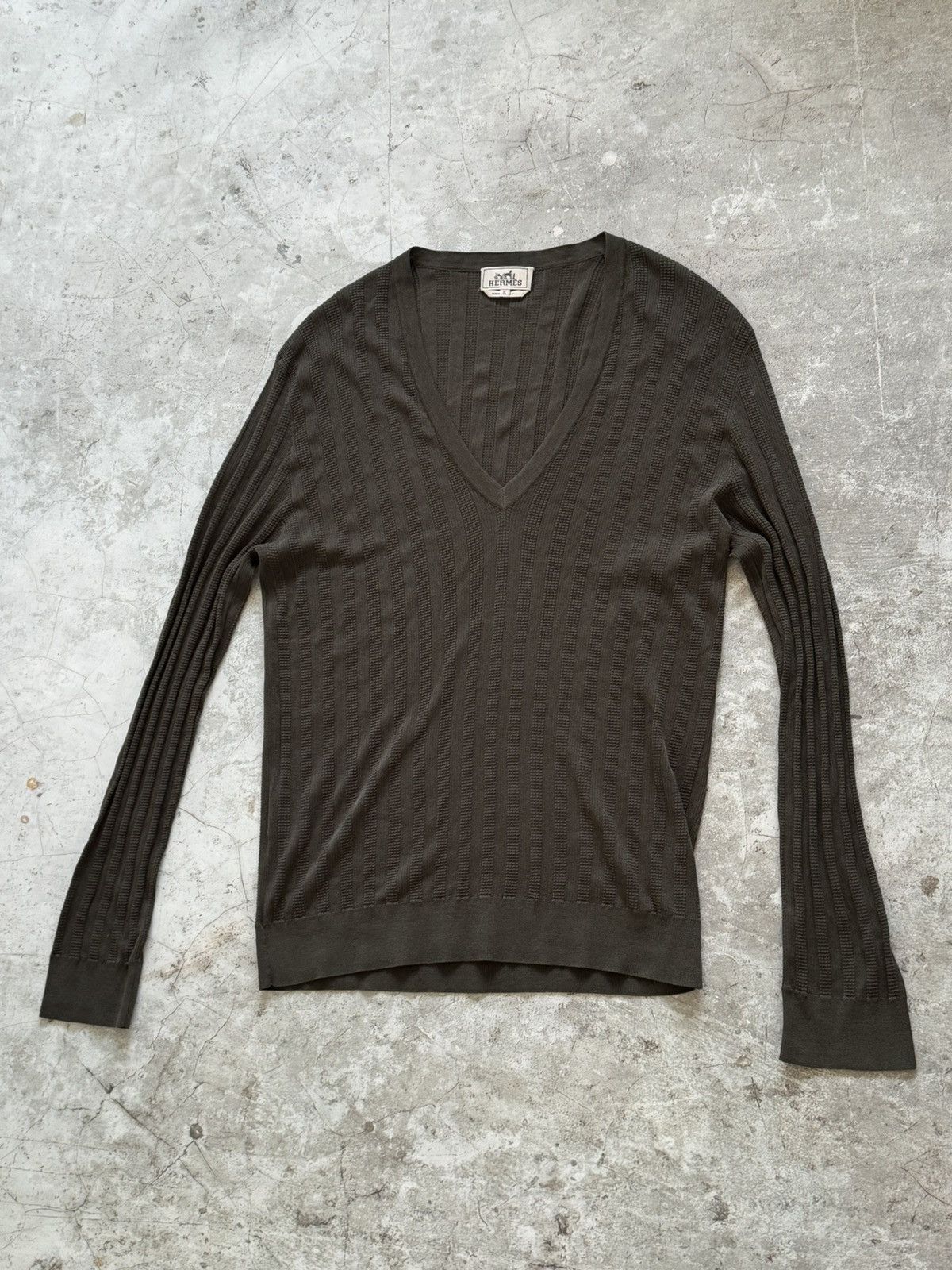 Hermes Hermes cotton striped v-neck Size US XL / EU 56 / 4 - 4 Thumbnail