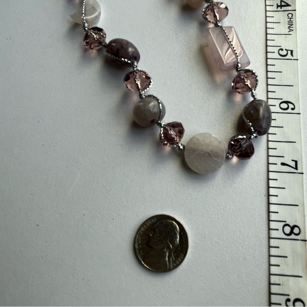 Human Made Smokey quartz peach beads Necklace on Silver Chain Size ONE SIZE - 4 Thumbnail