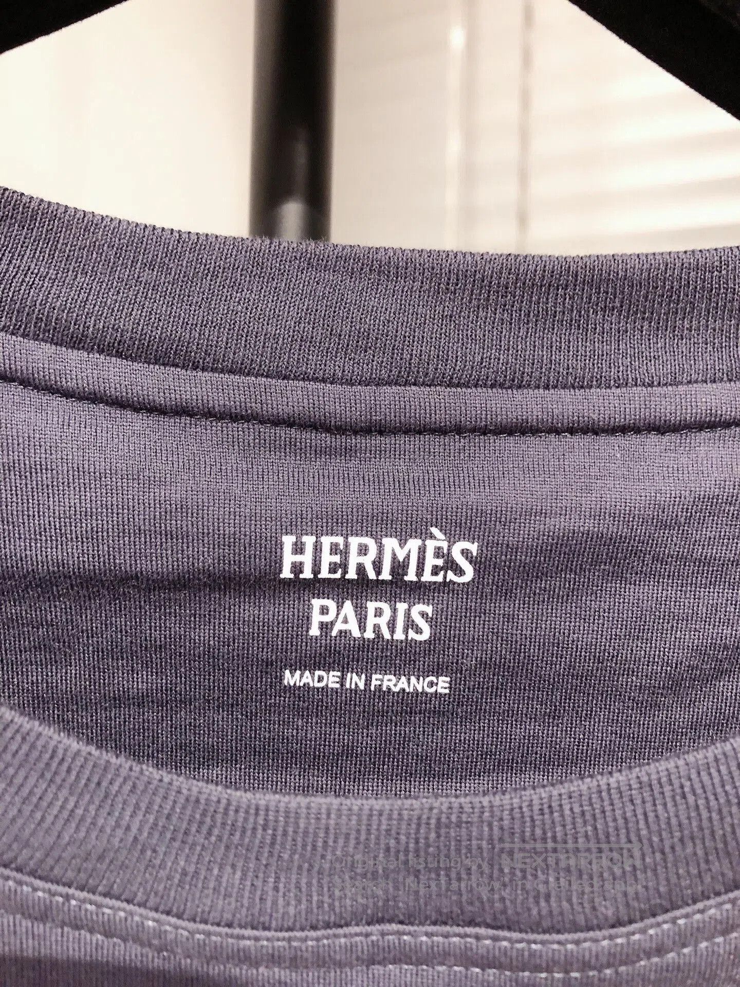 Hermes Blue Embroidered Pocket T-shirt.