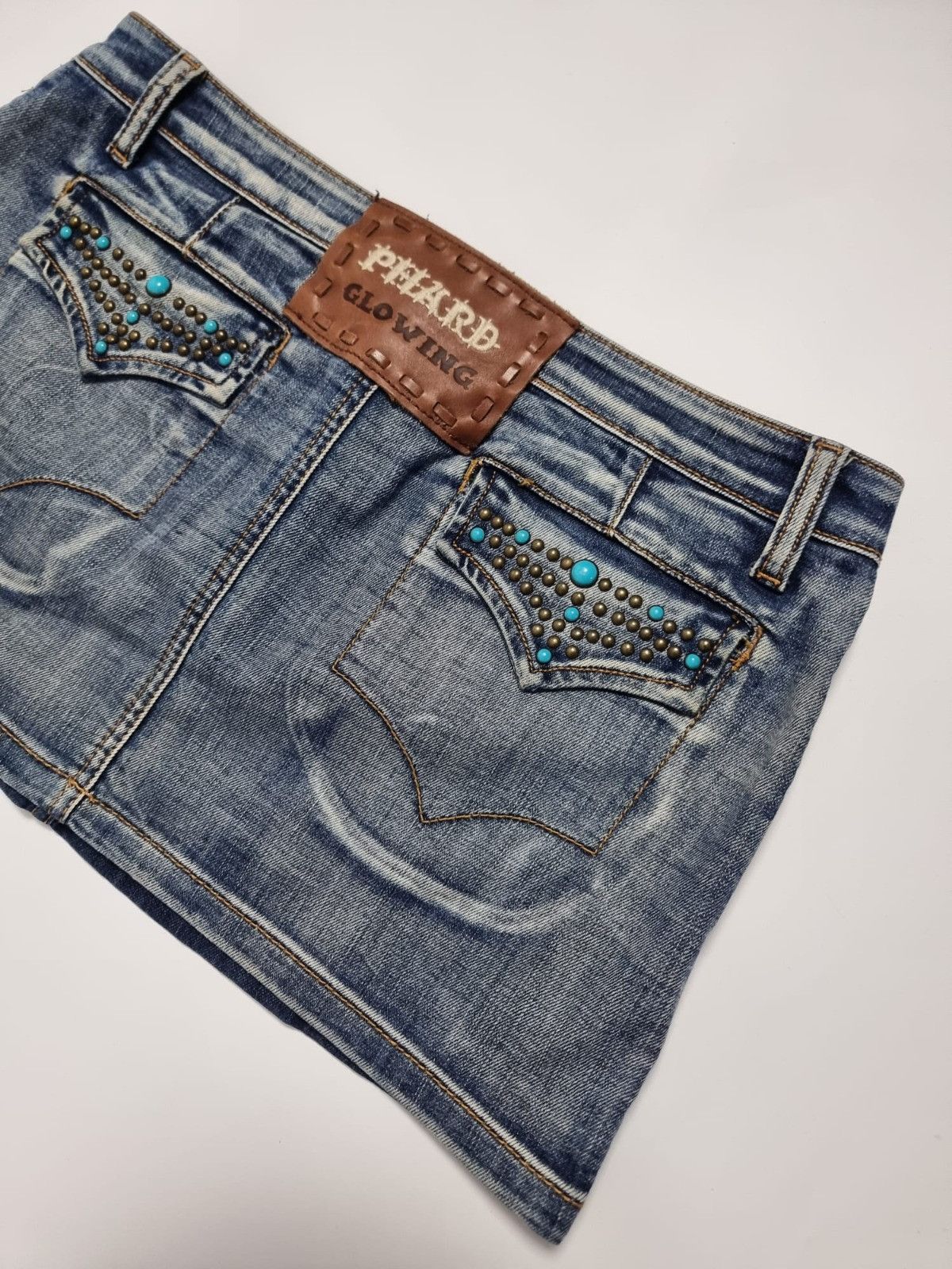 Vintage vintage Phard Glowing jeans leather skirt L country womens Size 29" - 11 Thumbnail