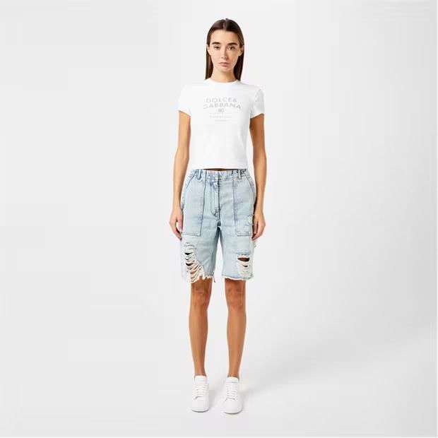 Dolce & Gabbana o1g2r1mq1024 Cropped Logo T-Shirt in Blanco Ottico Size L / US 10 / IT 46 - 8 Thumbnail