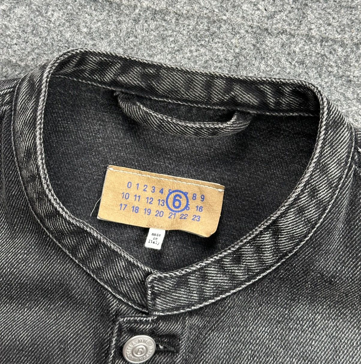 Maison Margiela Maison Margiela - MM6 Collarless Denim Jacket - Washed Black Size US M / EU 48-50 / 2 - 10 Thumbnail