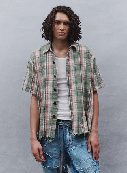 Greg Lauren $750 Greg Lauren Army Plaid Short Sleeve Studio Shirt Size US S / EU 44-46 / 1 - 1 Thumbnail
