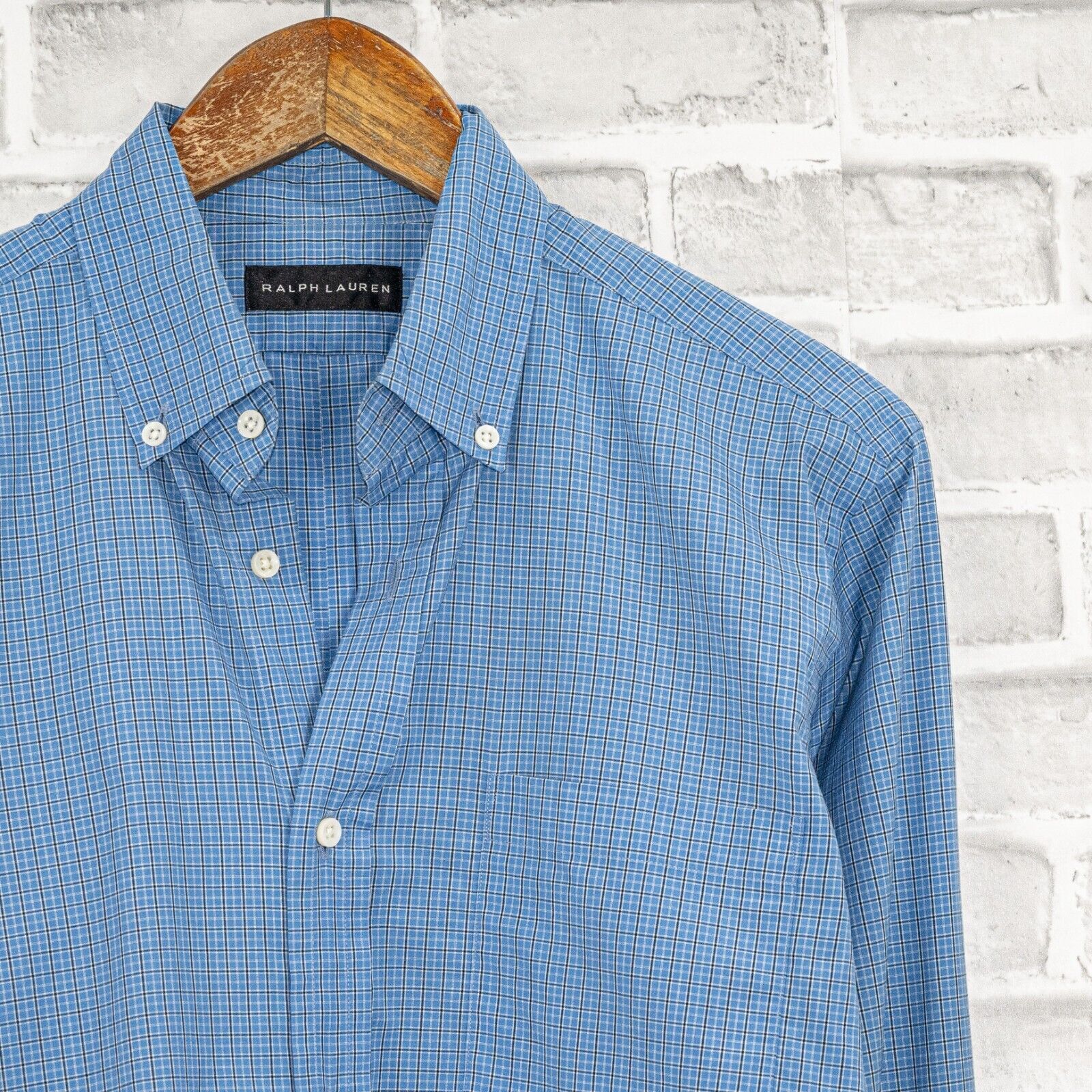 Ralph Lauren Black Label Ralph Lauren Black Label Button Down Shirt in Blue grid Size US M / EU 48-50 / 2 - 2 Thumbnail