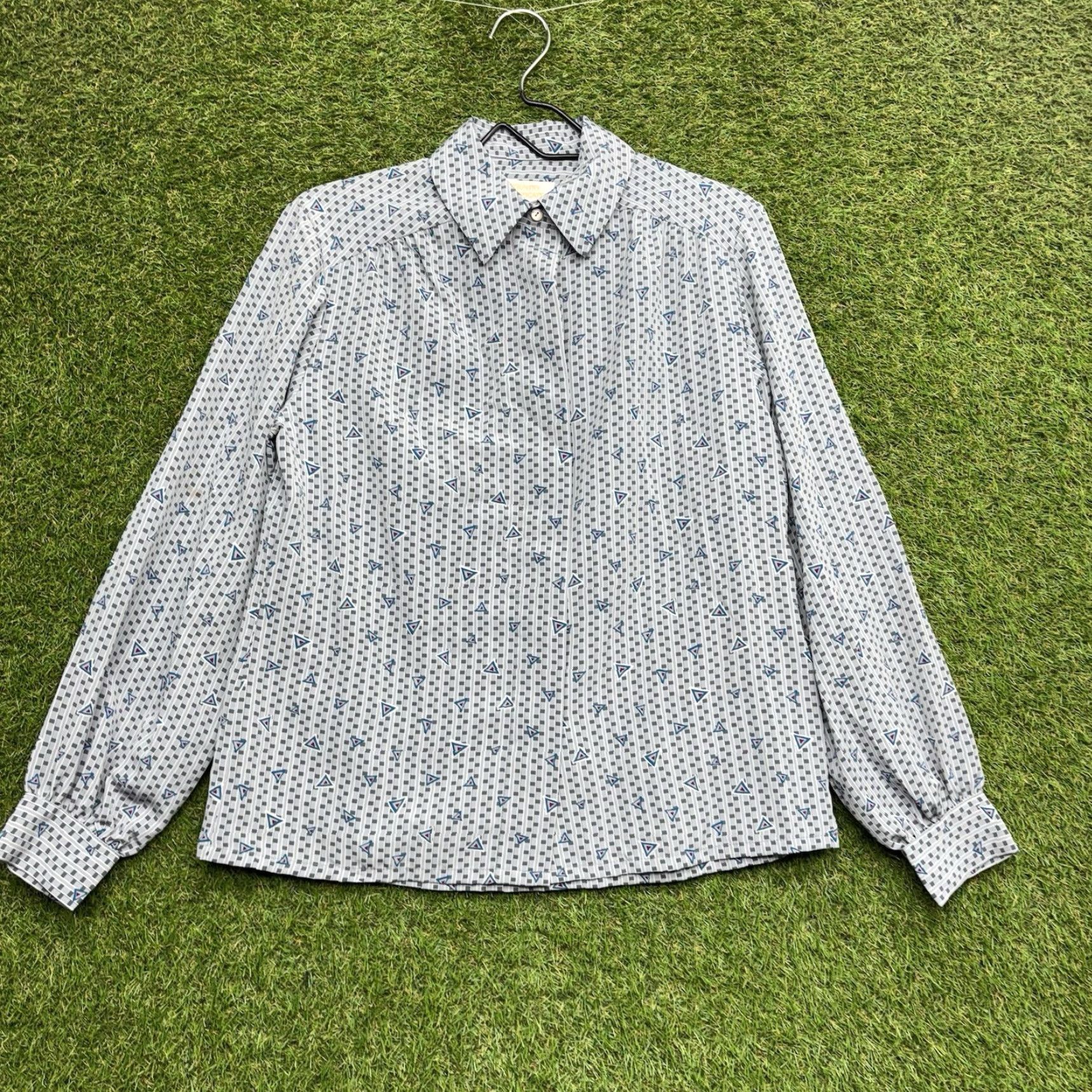Pendleton VINTAGE Pendleton Shirt Womens 12 Blue Geometric 80s Classic Button Up Blouse Modest Size XL / US 12-14 / IT 48-50 - 2 Thumbnail