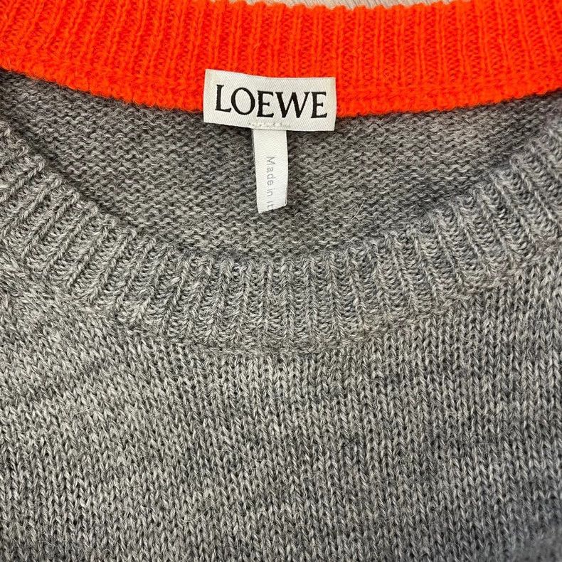 Loewe loewe Gray embroidered small logo orange-trimmed round-neck Size US M / EU 48-50 / 2 - 5 Thumbnail