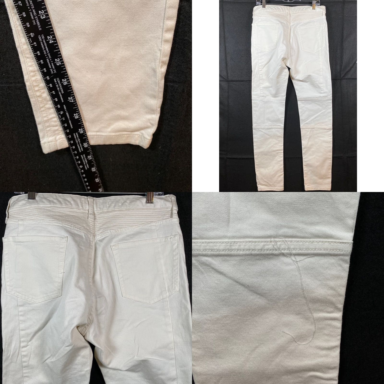 Topman Topman Jeans White Motto Distressed Skinny Cotton Blend Stretch 34x30 Slim 5-Pocket Mens Biker Style Moveable Zip Button Ankle Zip Size US 32 / EU 48 - 8 Thumbnail
