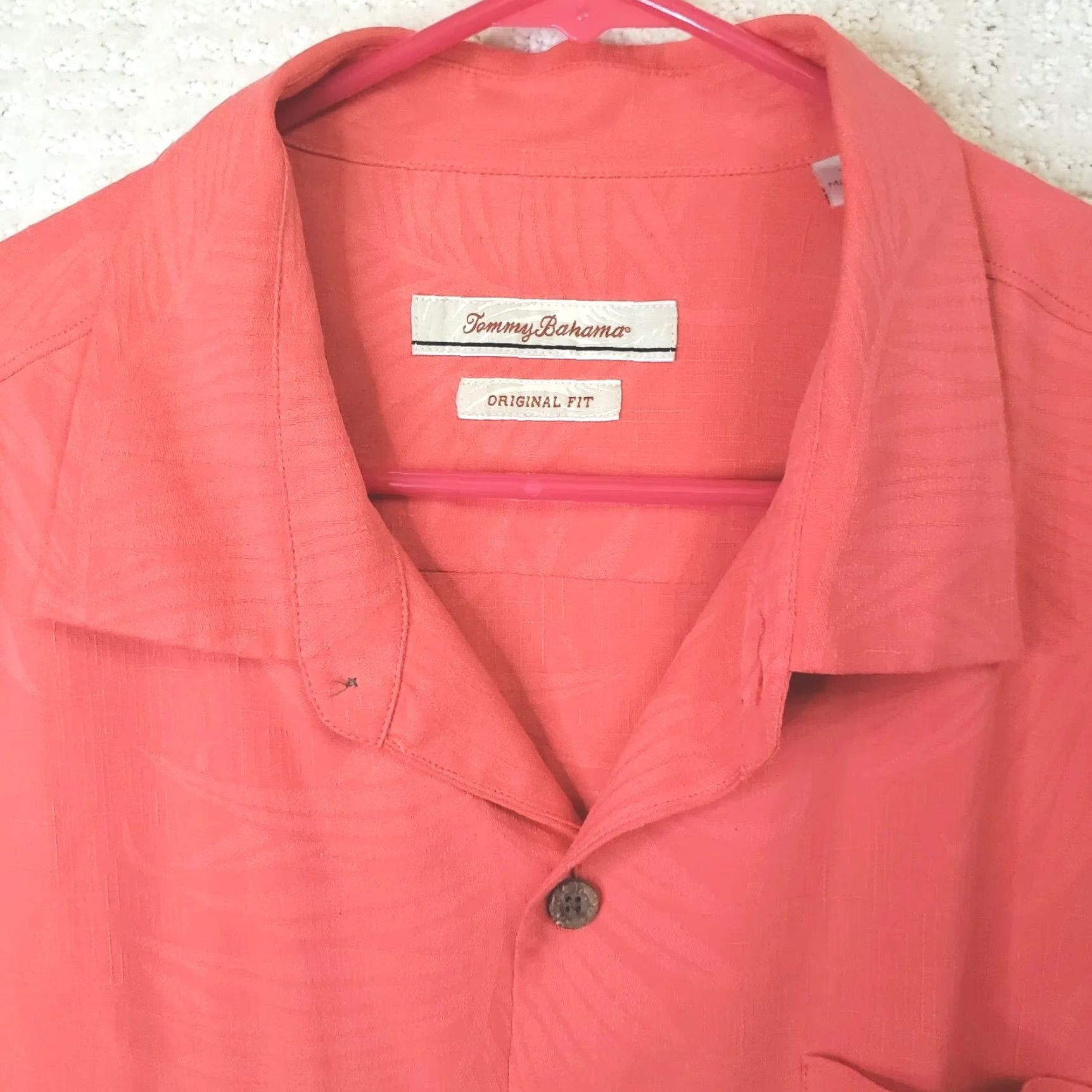 Tommy Bahama Tommy Bahama Men XL Button-Up Shirt Silk 100% Coral Foliage Floral Short Sleeve Beach Hawaiian Button Front Pocket Shirt Mens Regular Fit Size US XL / EU 56 / 4 - 4 Thumbnail