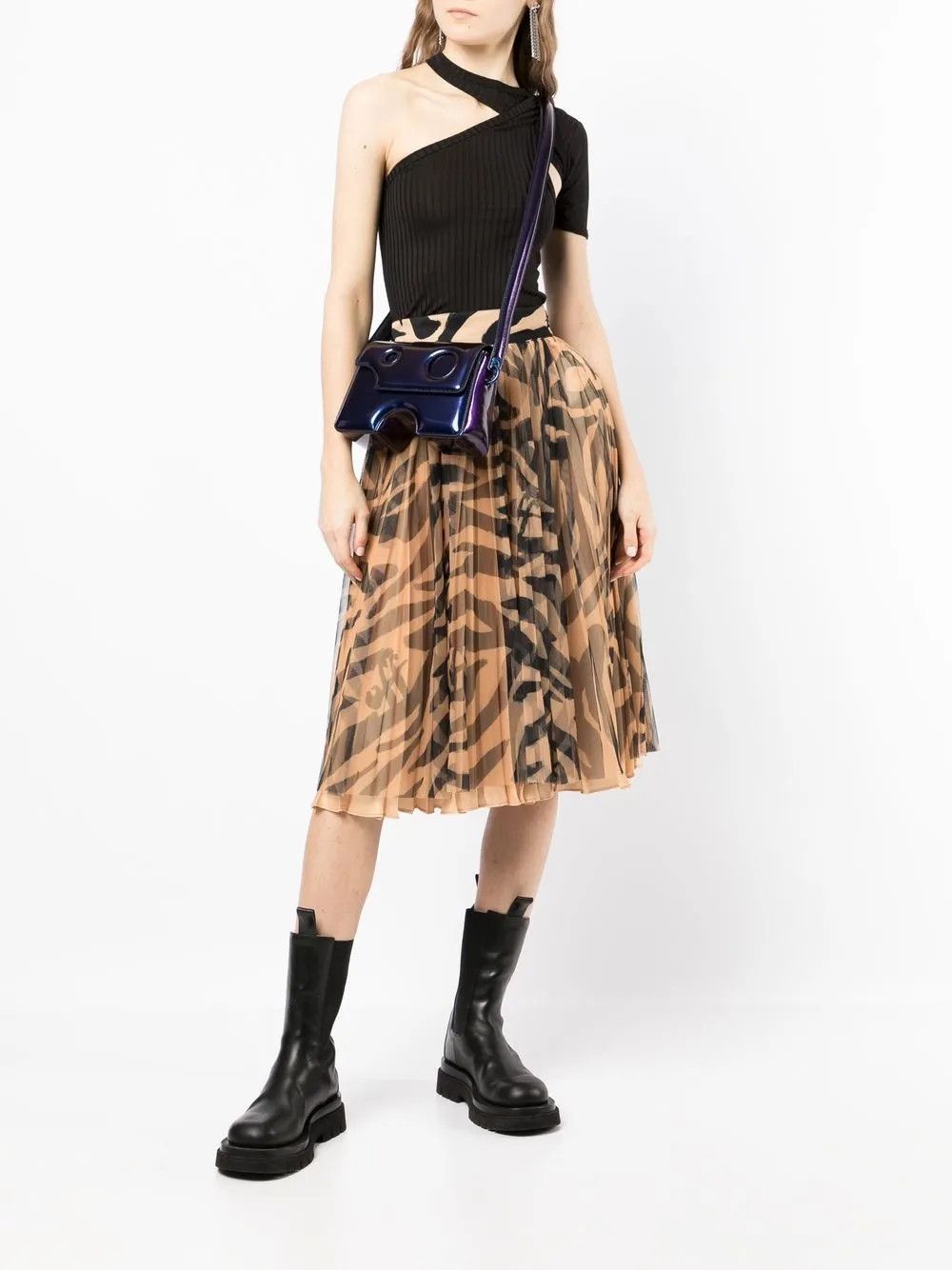 Off-White o1y1225 Midi Skirt in Black/Beige Size 30" / US 8 / IT 44 - 5 Thumbnail