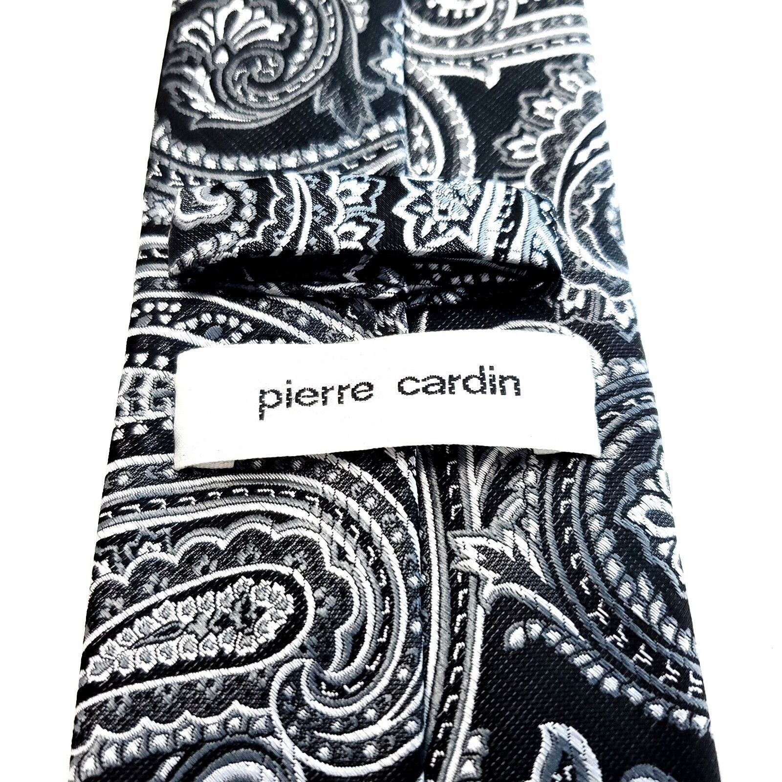 Pierre Cardin Pierre Cardin Paisley Woven Gray Skinny Polyester Tie Size ONE SIZE - 3 Thumbnail