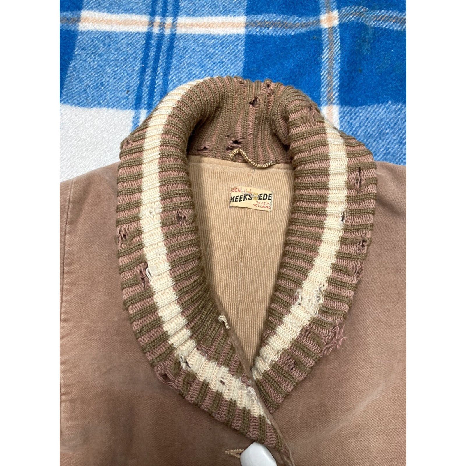 Vintage VINTAGE suede coat Women's Large Overcoat Shawl Collar 50s 60s Beige Size L / US 10 / IT 46 - 4 Thumbnail