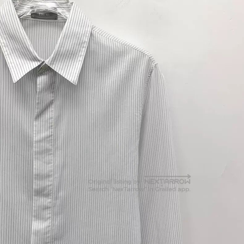 Dior Dior Size 39 Blue and white striped cotton long-sleeved shi Size US XXS / EU 40 - 3 Thumbnail