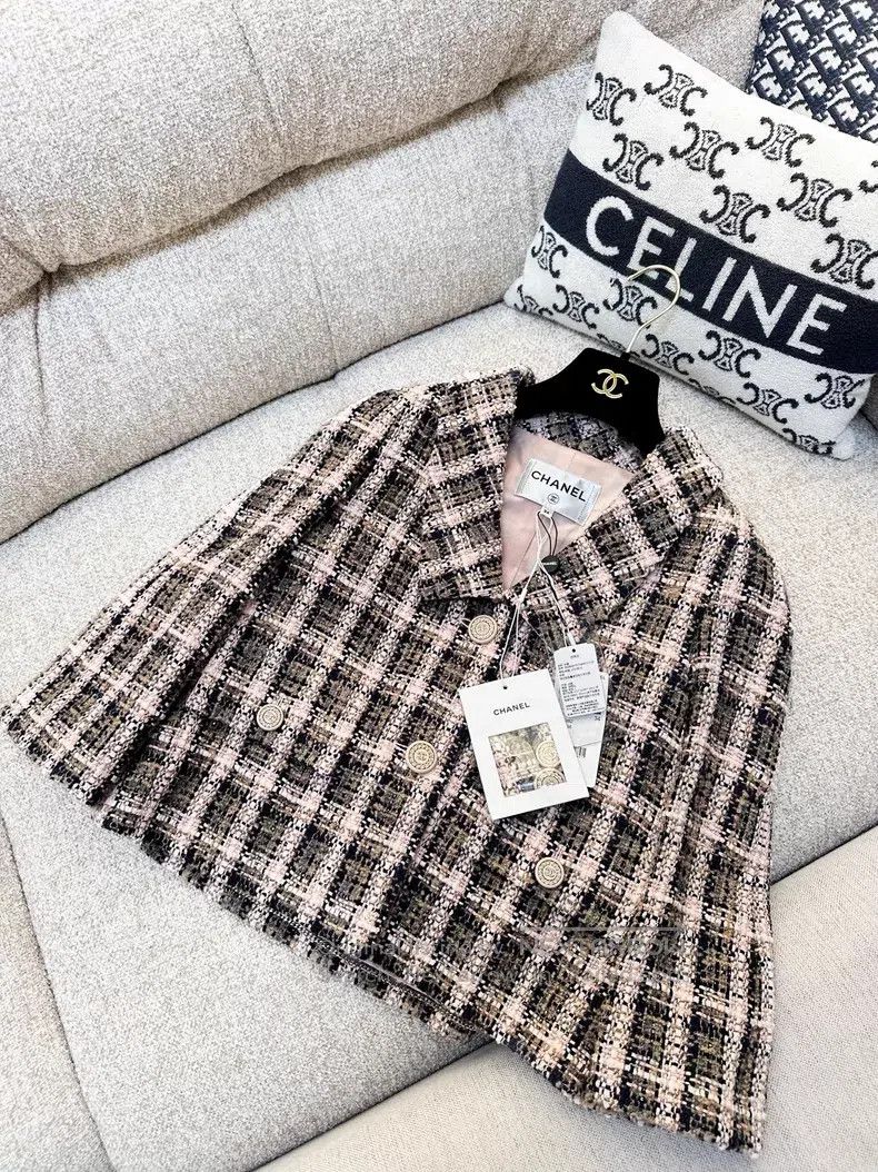 Chanel Chanel Blue and gray plaid cloak-style woven jacket Size XXS / US 00 / IT 34 - 2 Thumbnail