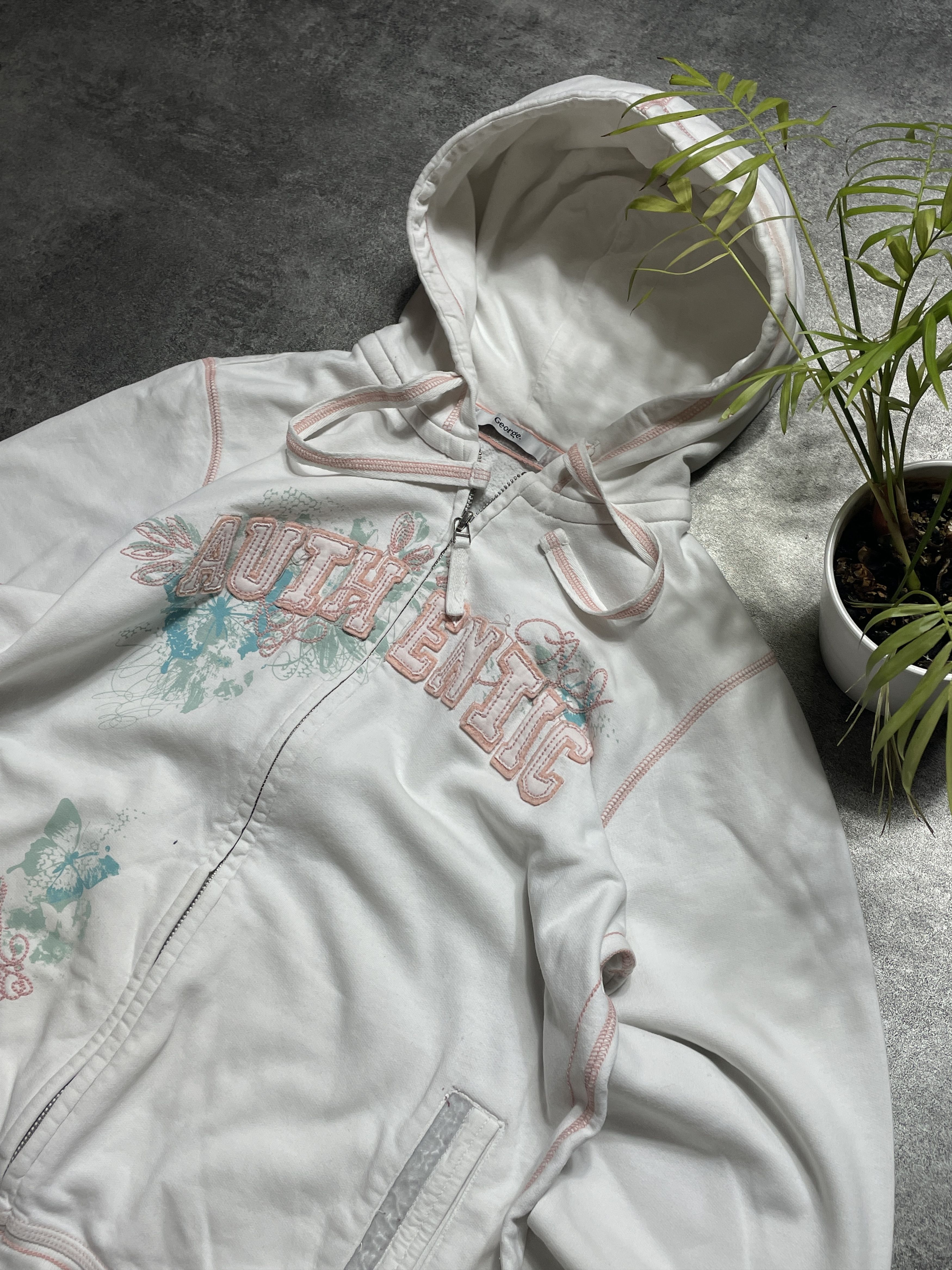 Vintage RARE! Vintage Y2K Hoodie Zip Spellout Boxy Fit Size XS / US 0-2 / IT 36-38 - 2 Thumbnail