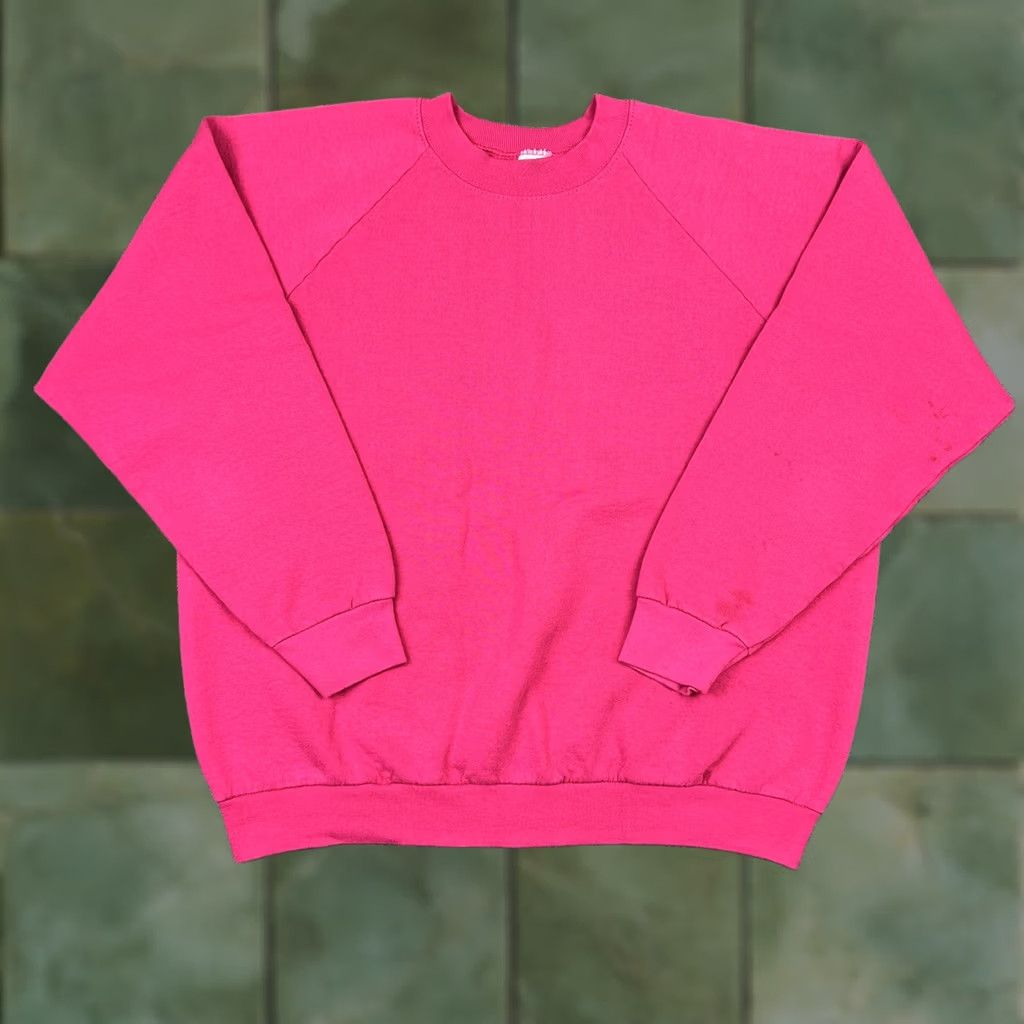 Fruit Of The Loom VINTAGE 90s Fruit of the Loom Pink Raglan Crewneck Sweatshirt XL Unisex Adults 50/50 Made USA Size US XL / EU 56 / 4 - 1 Thumbnail