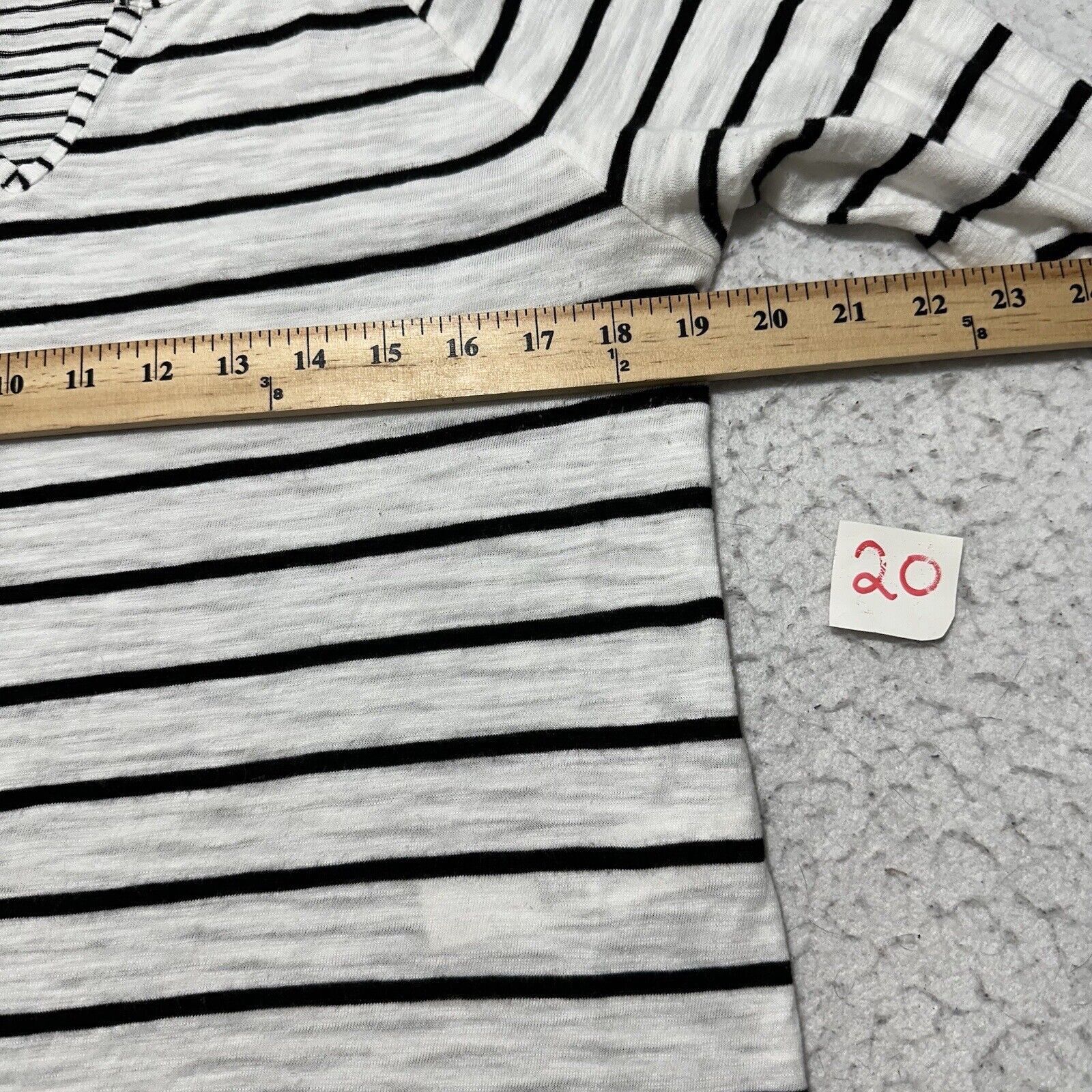 Chicos Chico's Medium Asymmetrical Hem Black White Striped Blouse Size M / US 6-8 / IT 42-44 - 7 Thumbnail